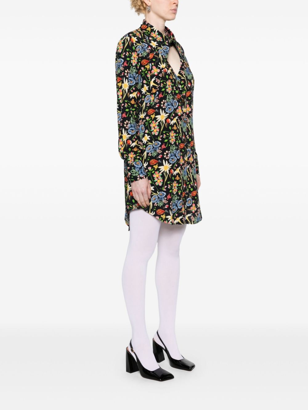 Heart floral-print shirt minidress - 3