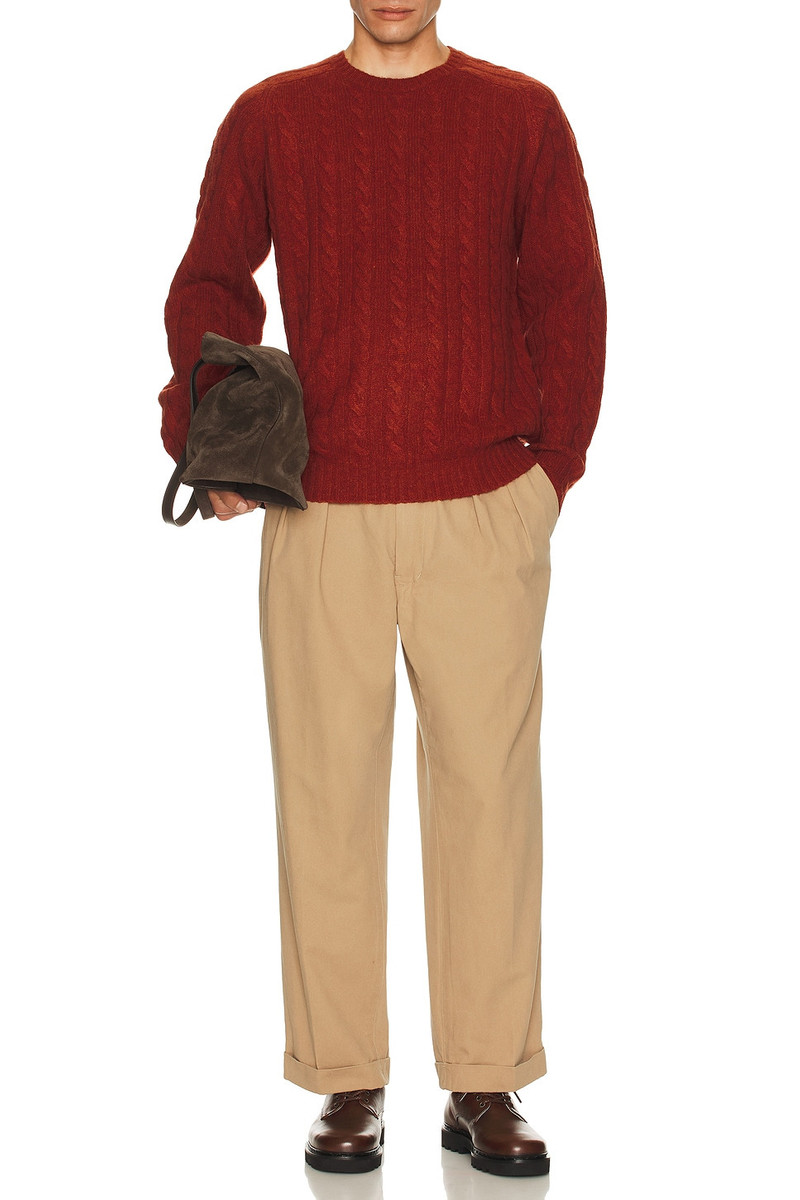 BEAMS PLUS Crew Cable 5g Sweater outlook