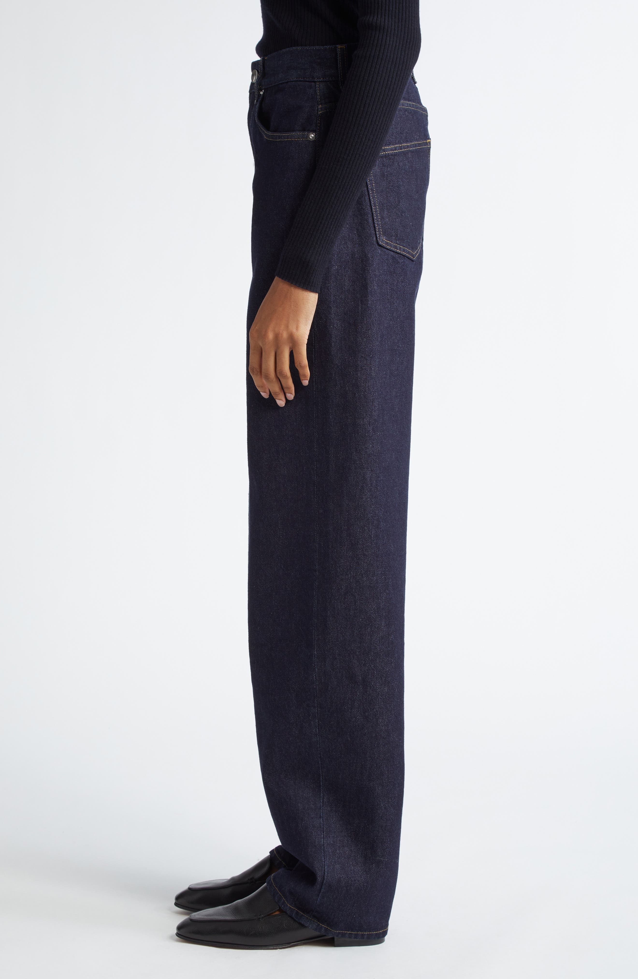 LOULOU DE SAISON Samur High Waist Tapered Leg Jeans in Raw Wash at Nordstrom - 4