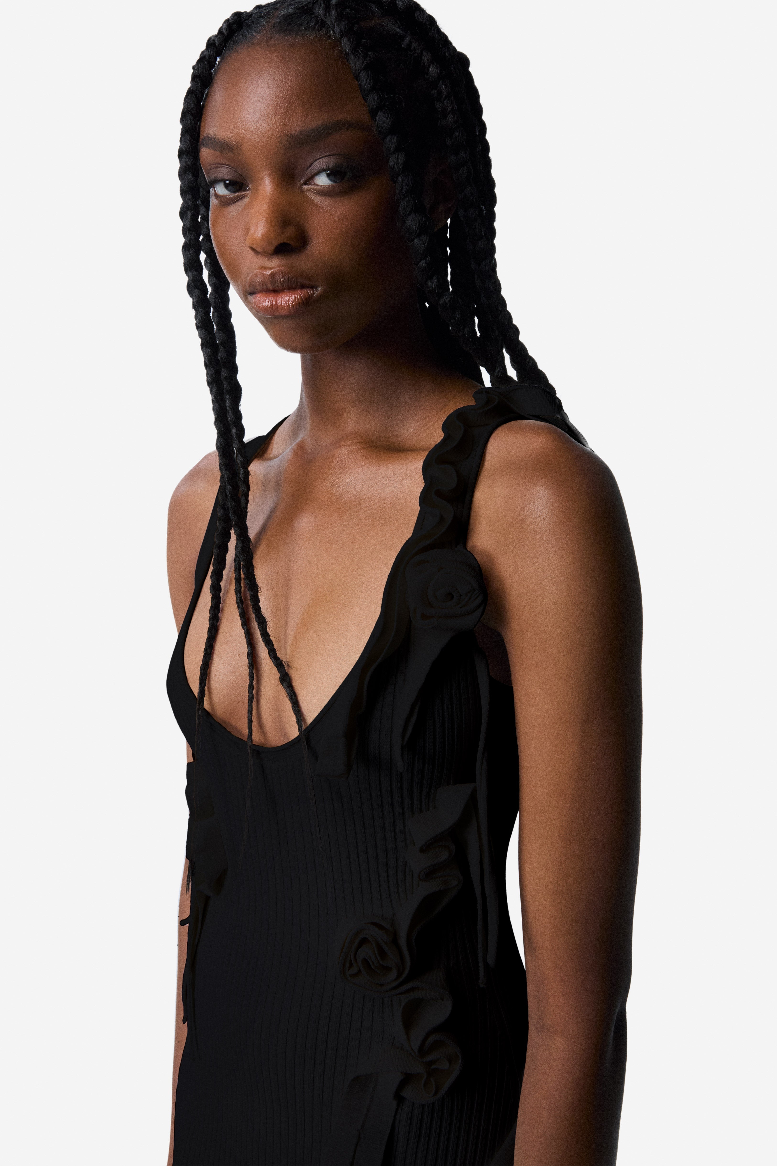 Knitted Ribbon Long Tank Dress - 2