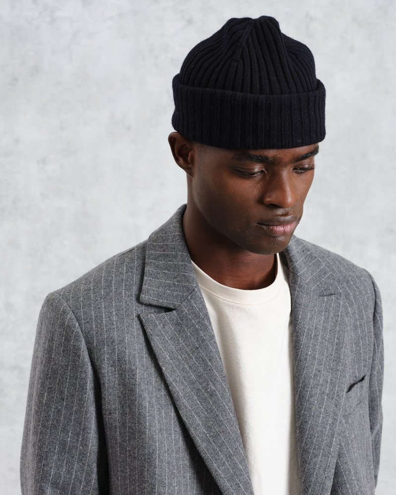 Wax London Belvoir - Navy Wool Fisherman Beanie outlook