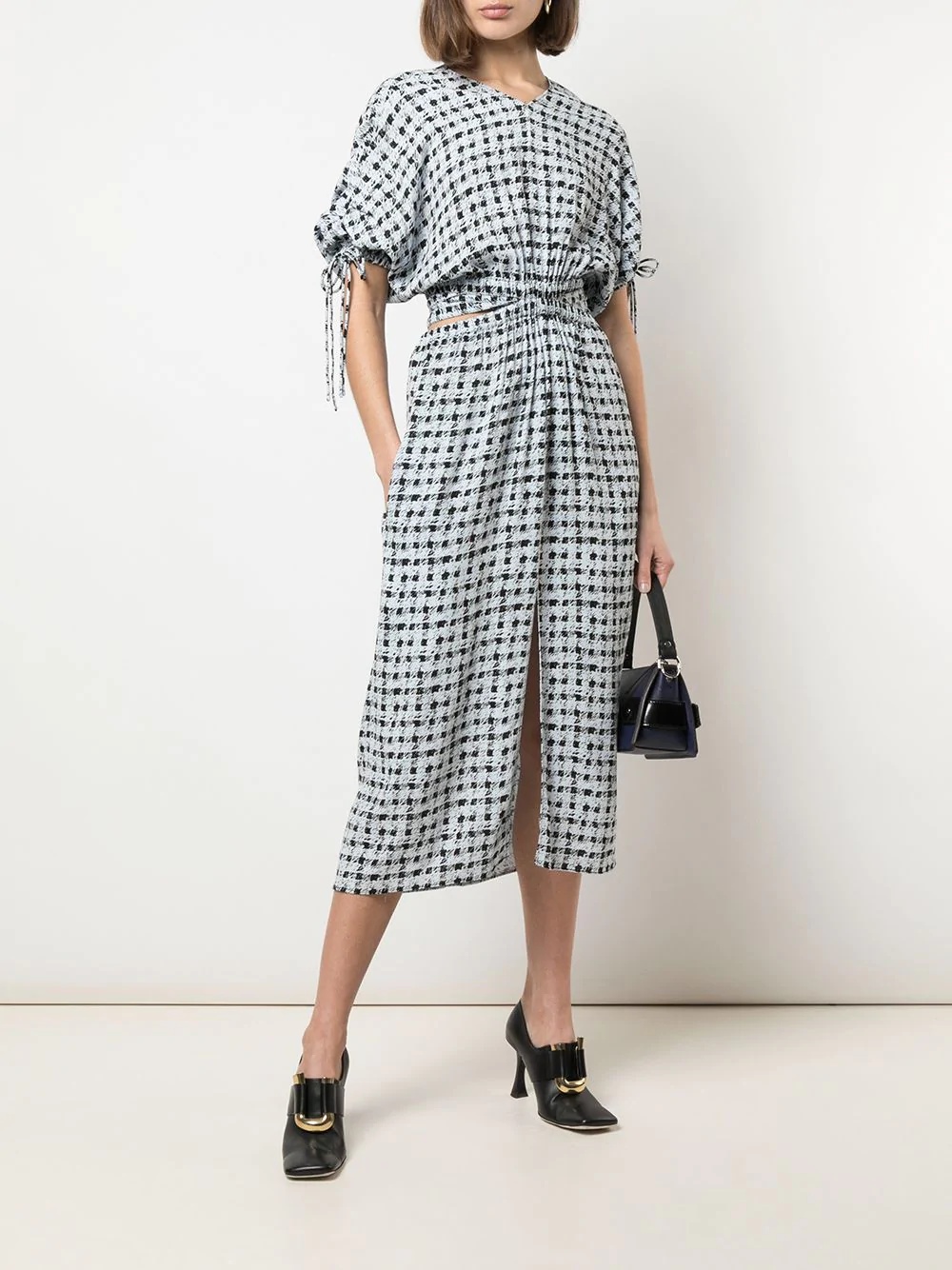 gingham check cut-out dress - 2