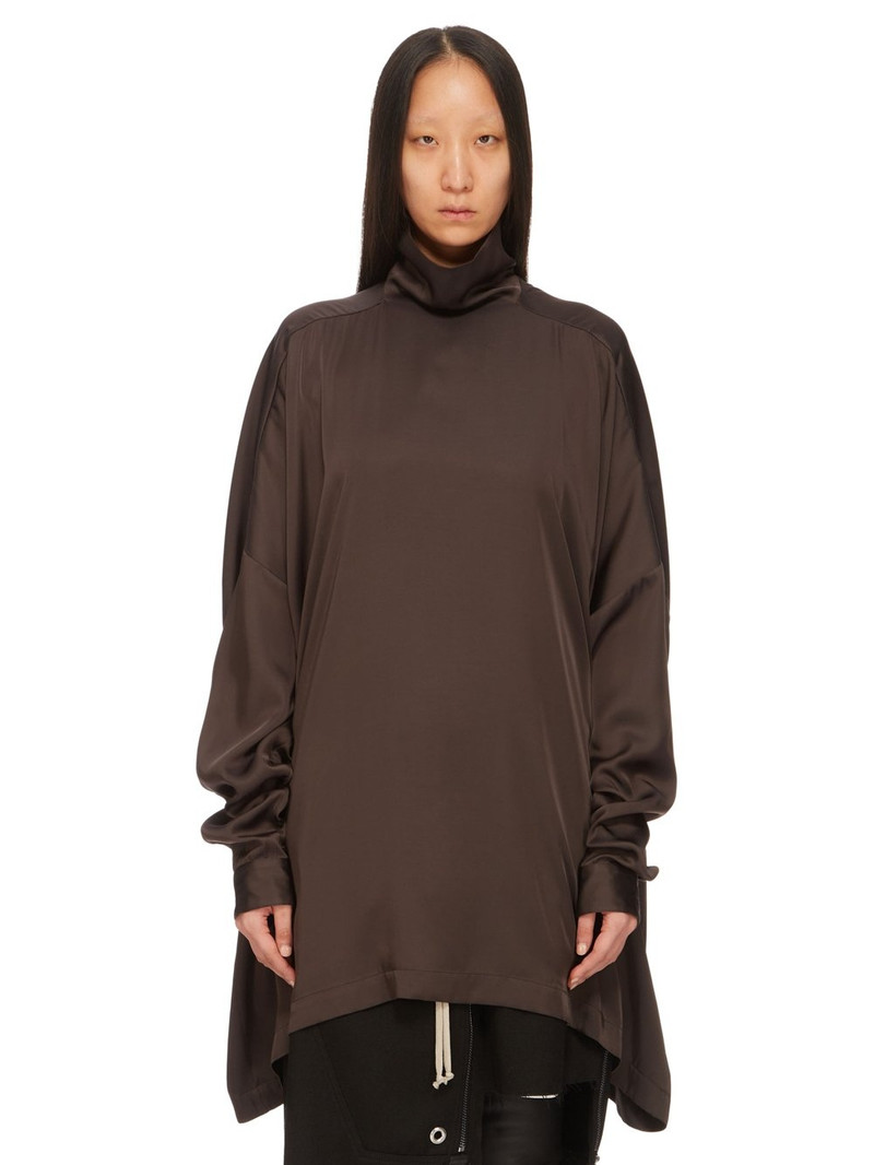 Asymmetric satin turtleneck top 1