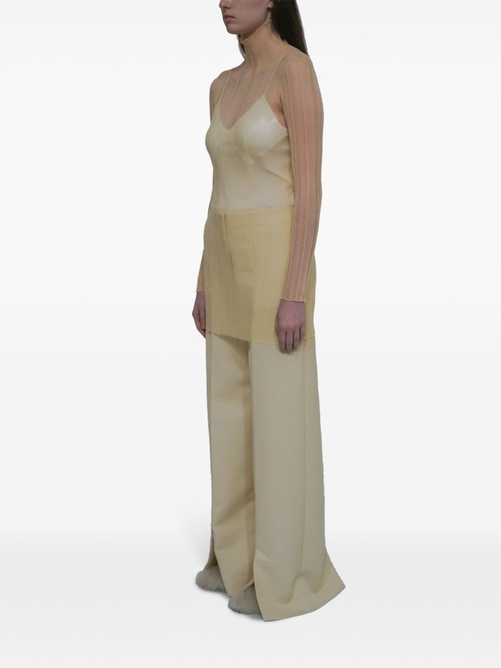 sheer plissé dress - 4