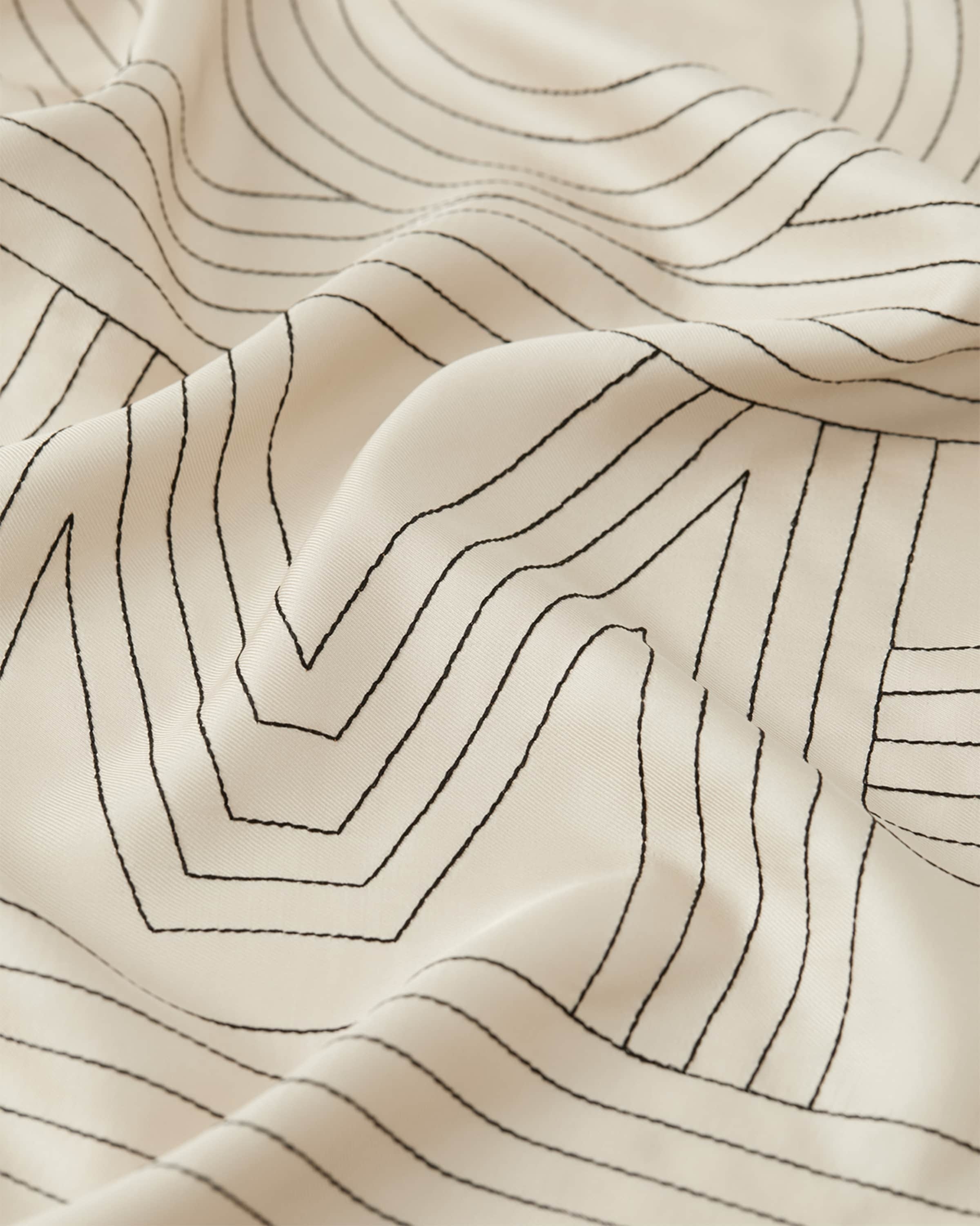 Embroidered Monogram Striped Silk Scarf - 2