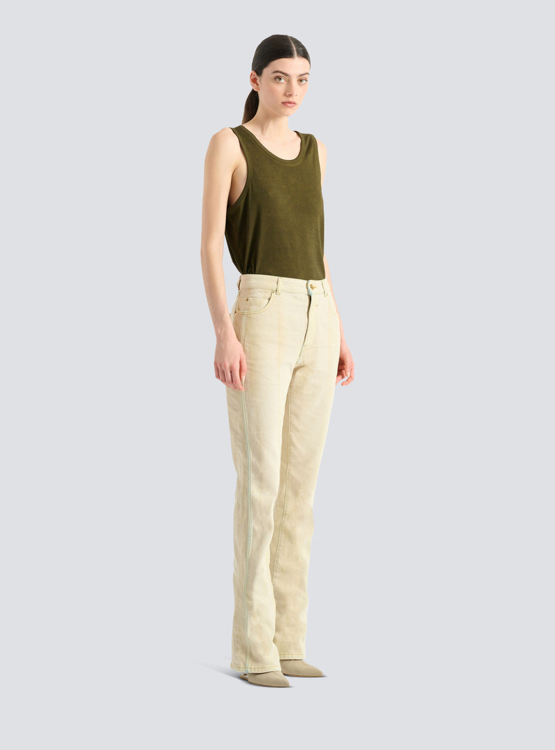 High-waisted faded denim jeans 3