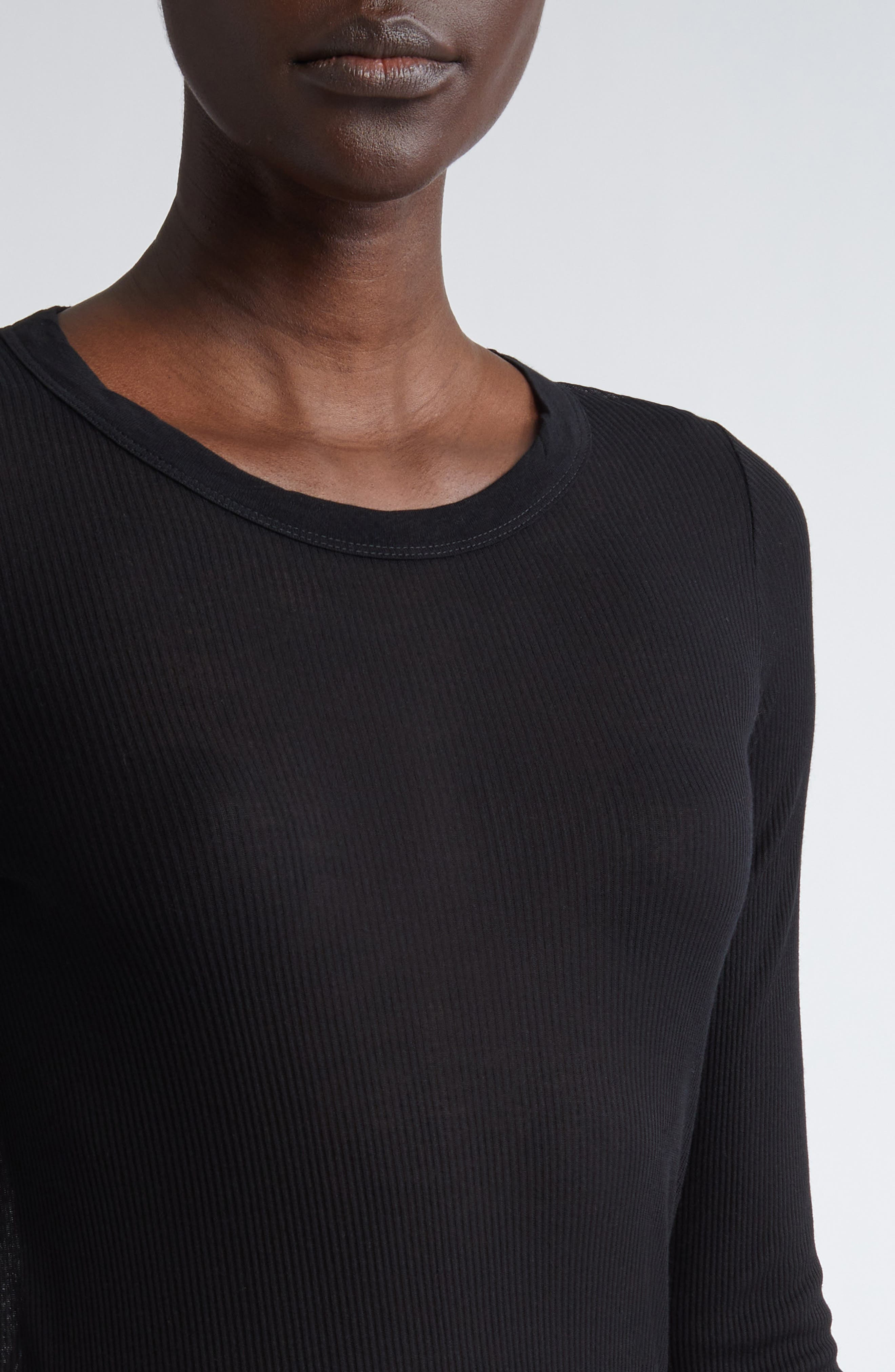 Rick Owens Rib Long Sleeve T-Shirt in Black at Nordstrom - 5