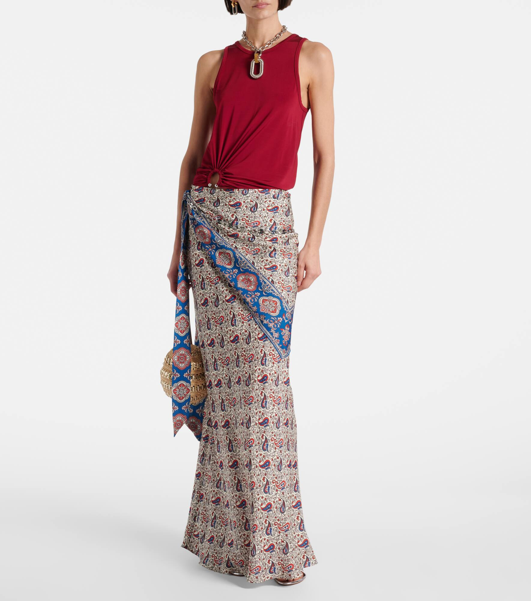 Paisley satin maxi skirt - 2