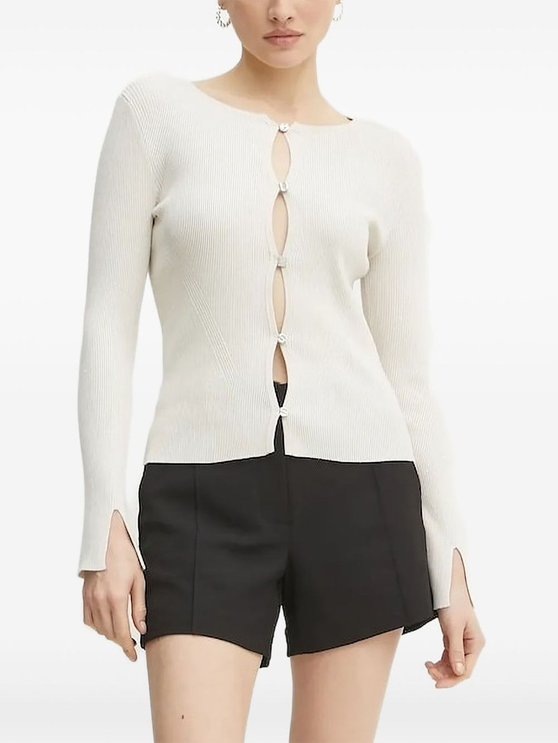 ribbed button-front cardigan 1