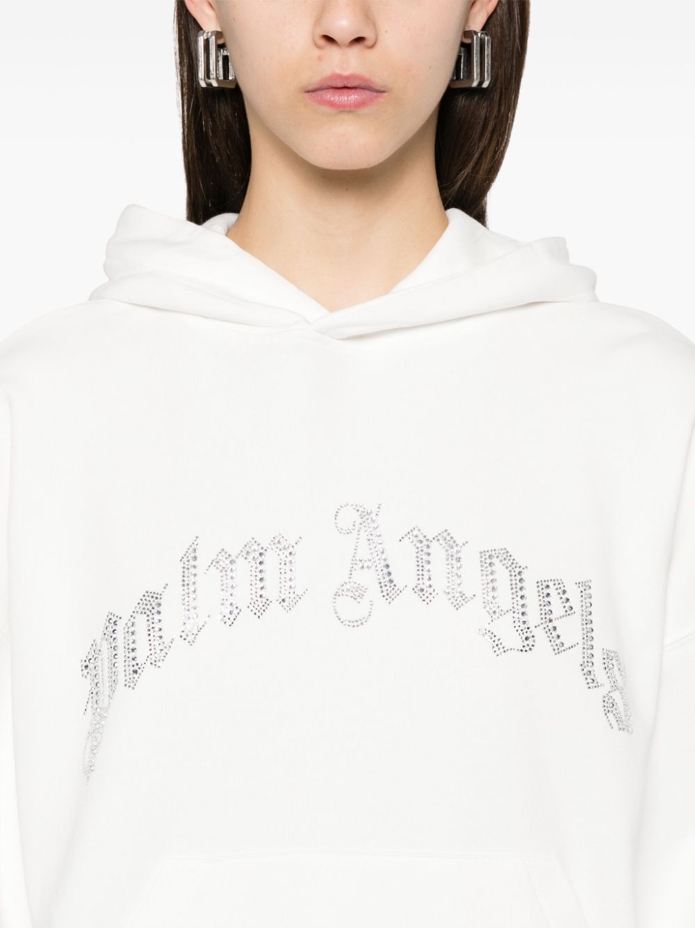 crystal-embellished logo hoodie - 5