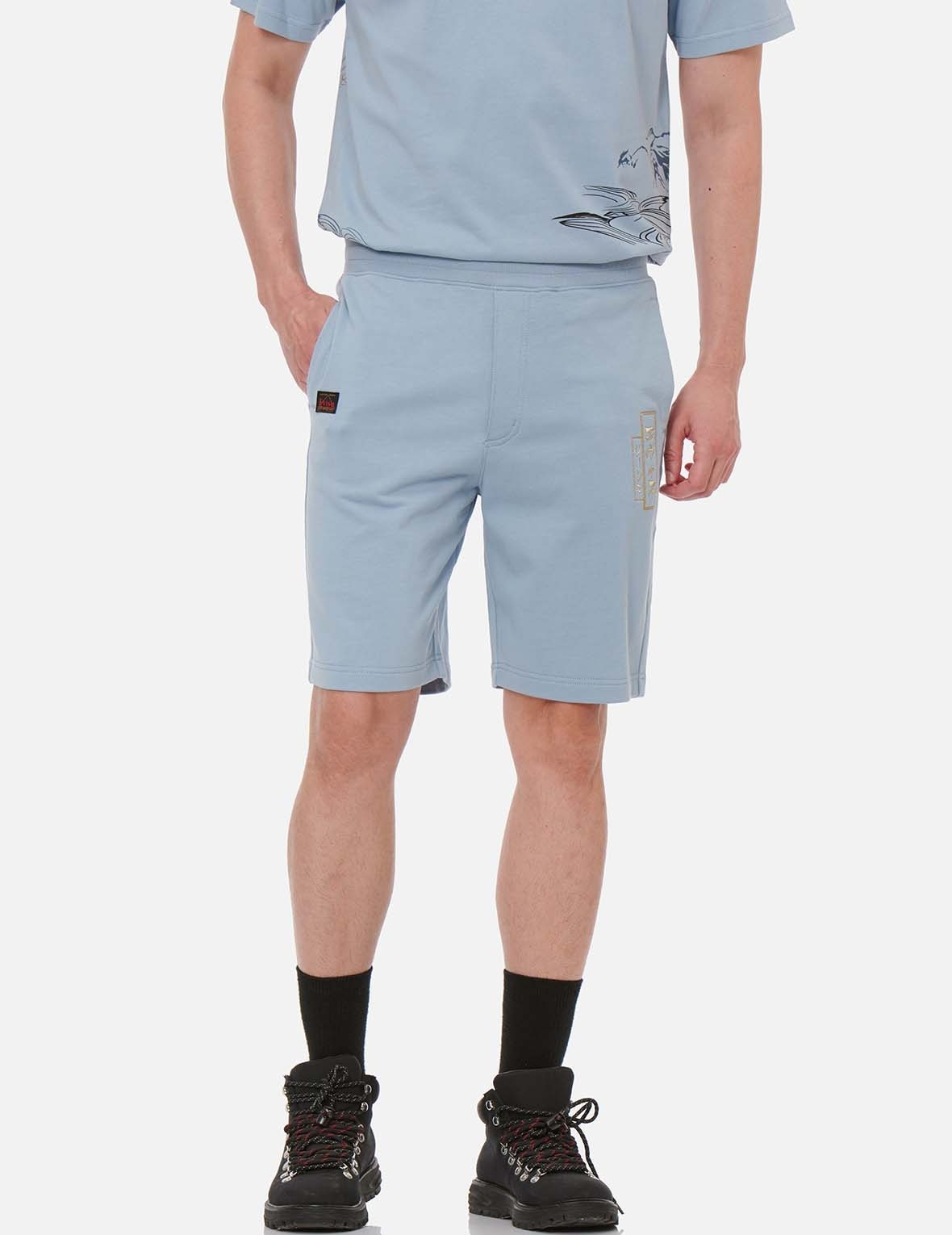 JAPANESE ART SEAGULL EMBROIDERED SWEAT SHORTS - 3