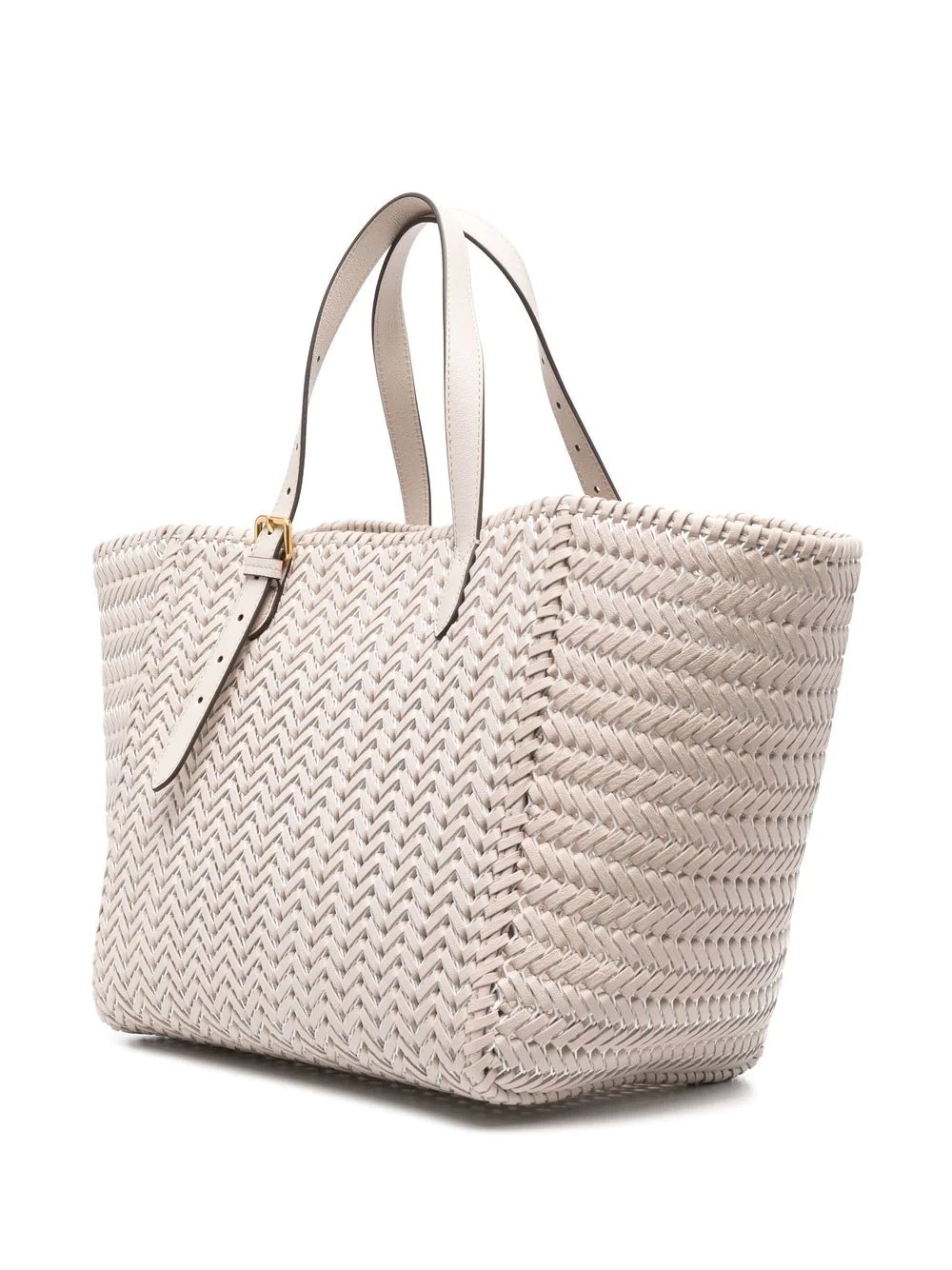 woven leather tote bag - 3