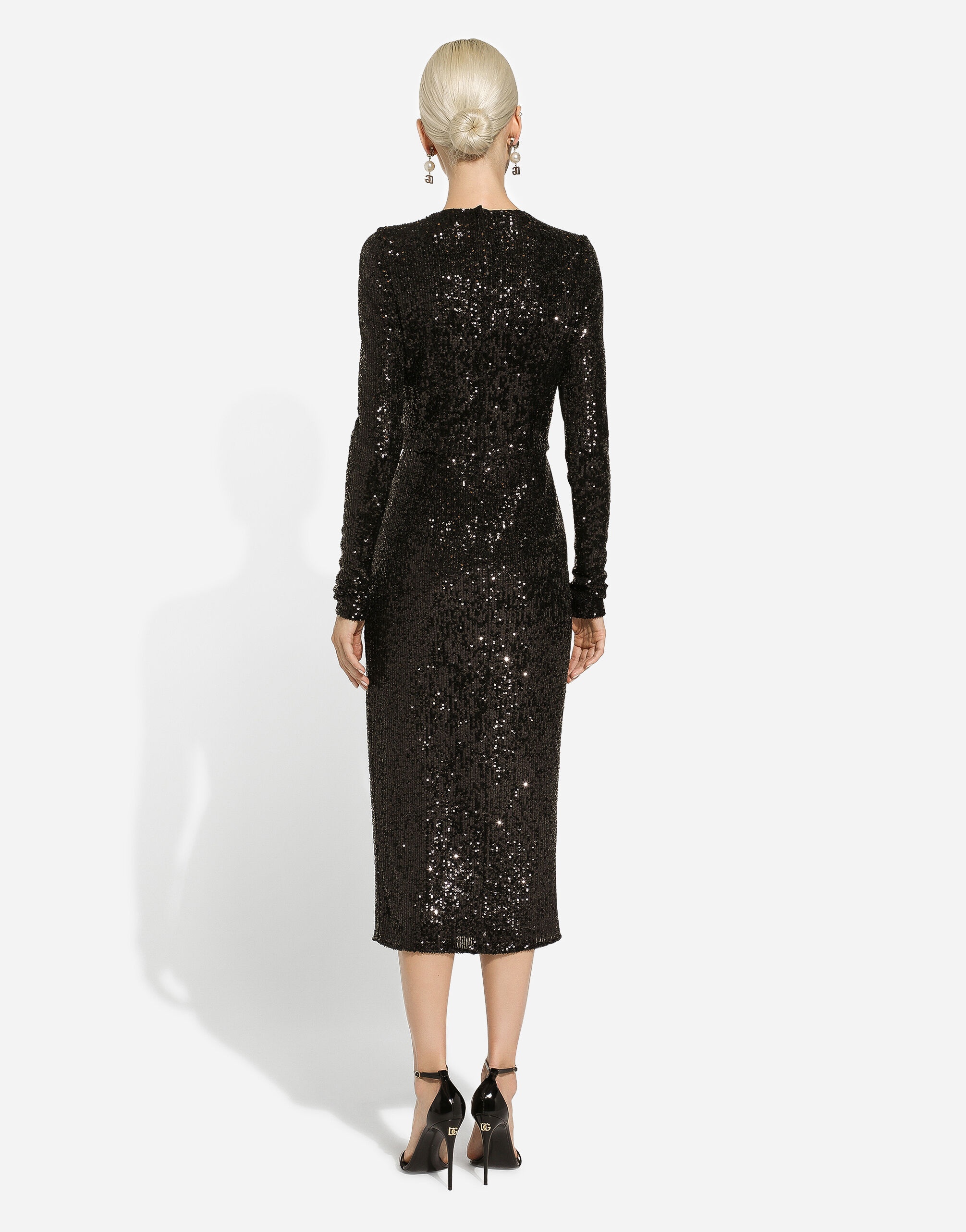 Micro-sequined calf-length dress - 3