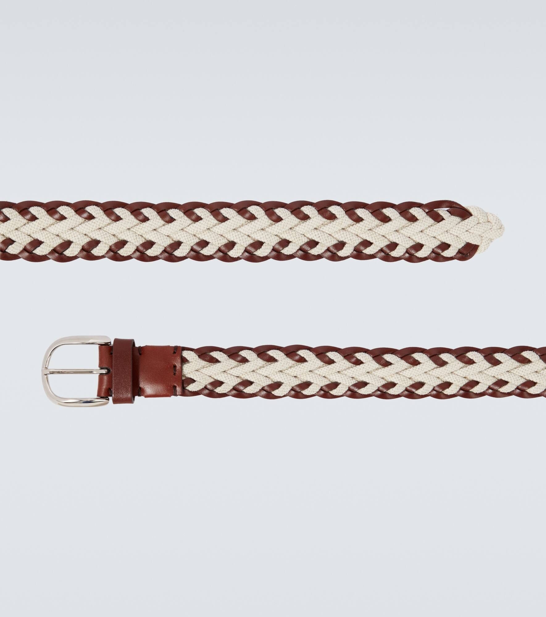 Braided leather and canvas belt - 4