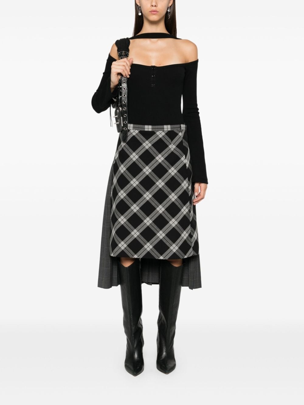 checked midi skirt - 2