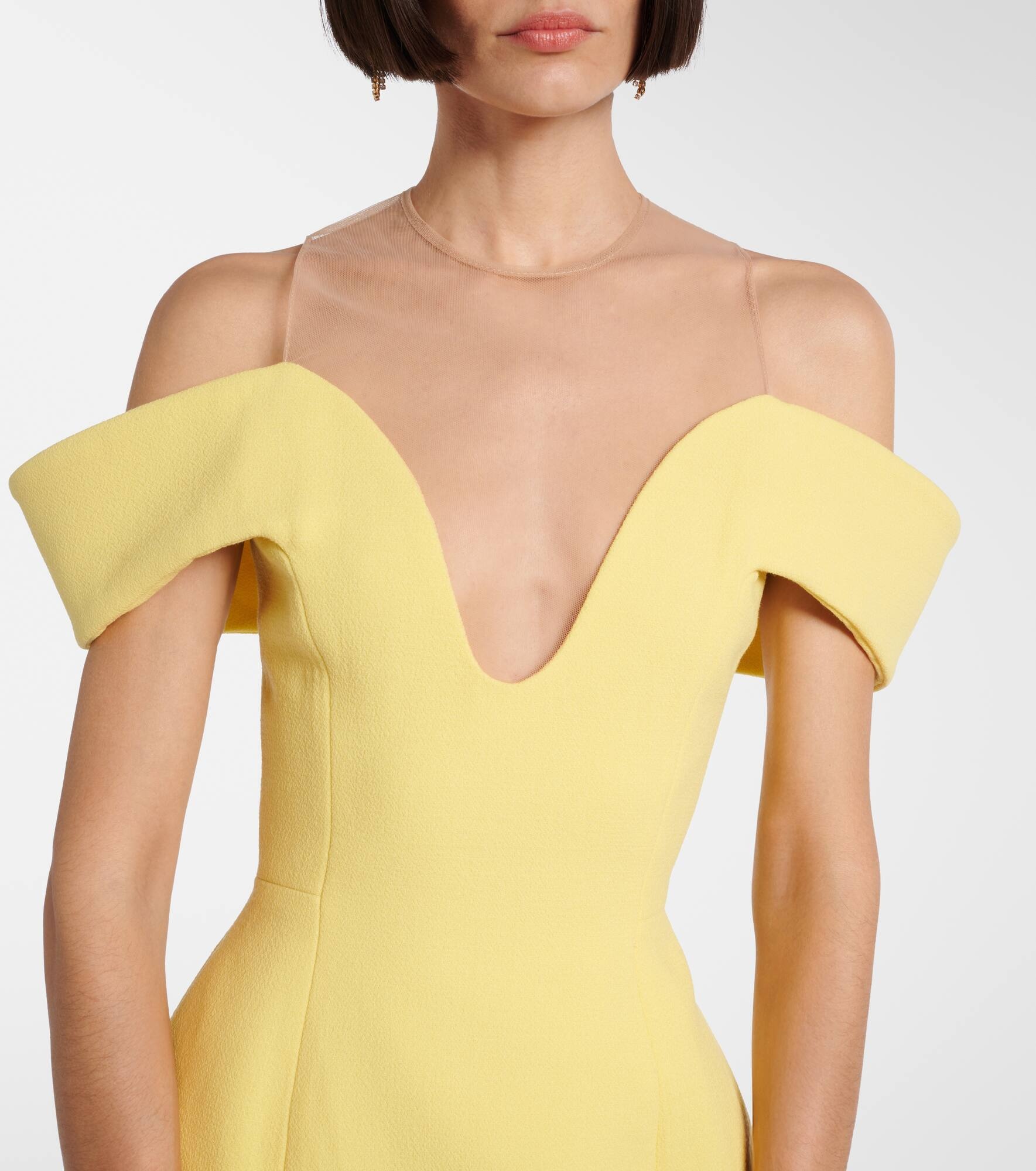 Off-shoulder wool crêpe minidress - 4