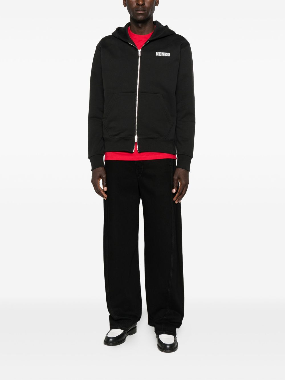 logo-embroidered zip-up hoodie - 2