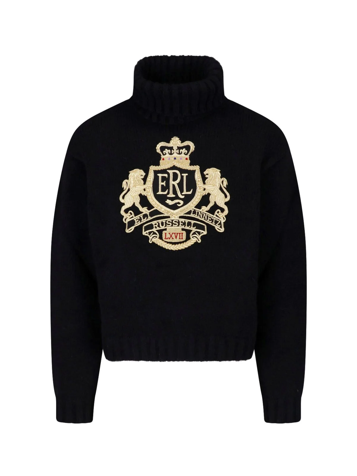 BLACK ALPACA BLEND LOGO SWEATER ERL - 1