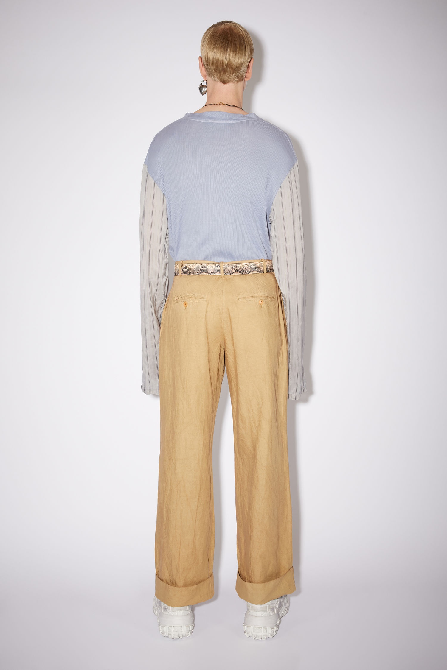 Linen blend trousers - Almond beige - 3