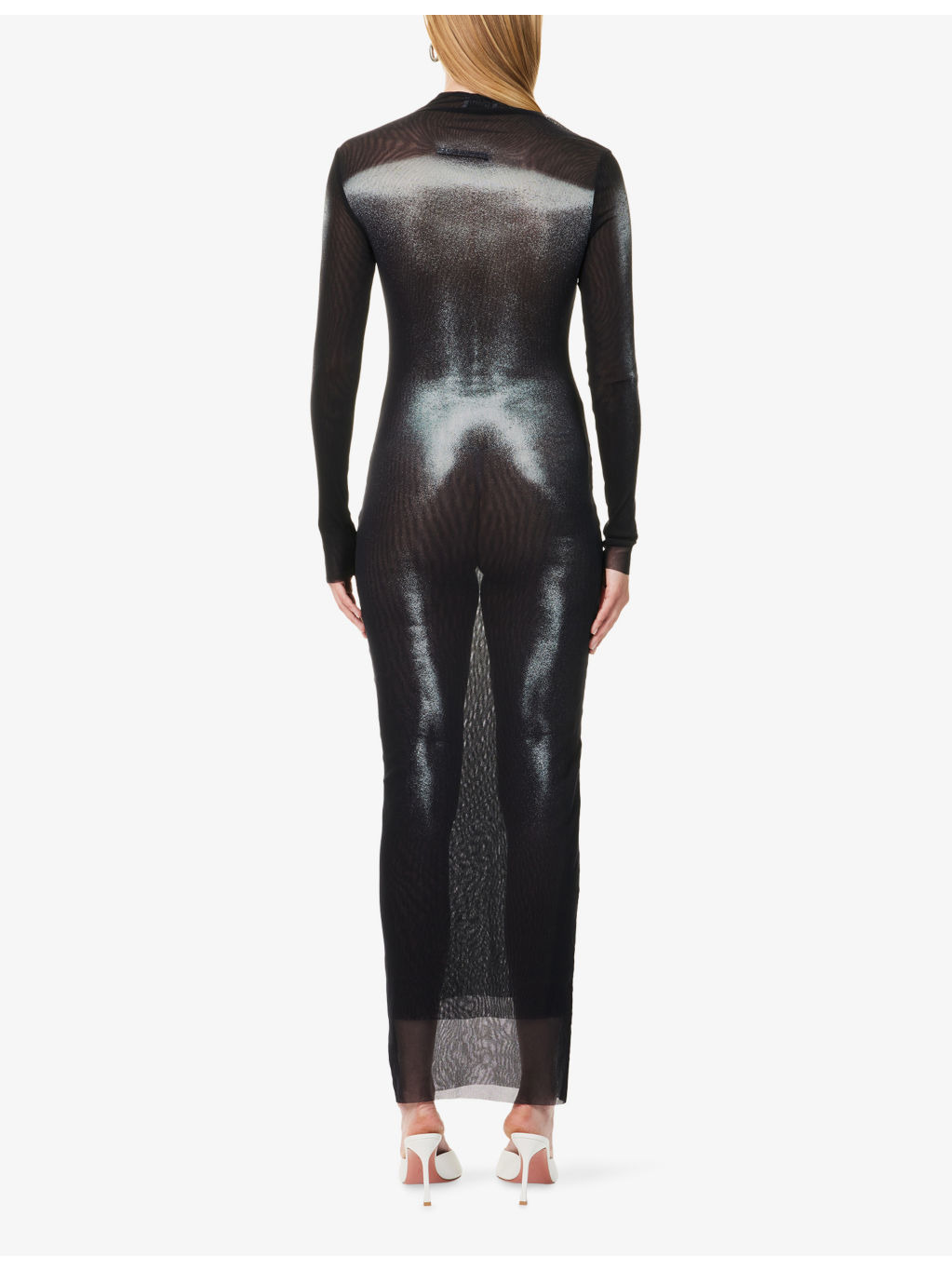 Printed Long-Sleeves Woven Maxi Dress - 4