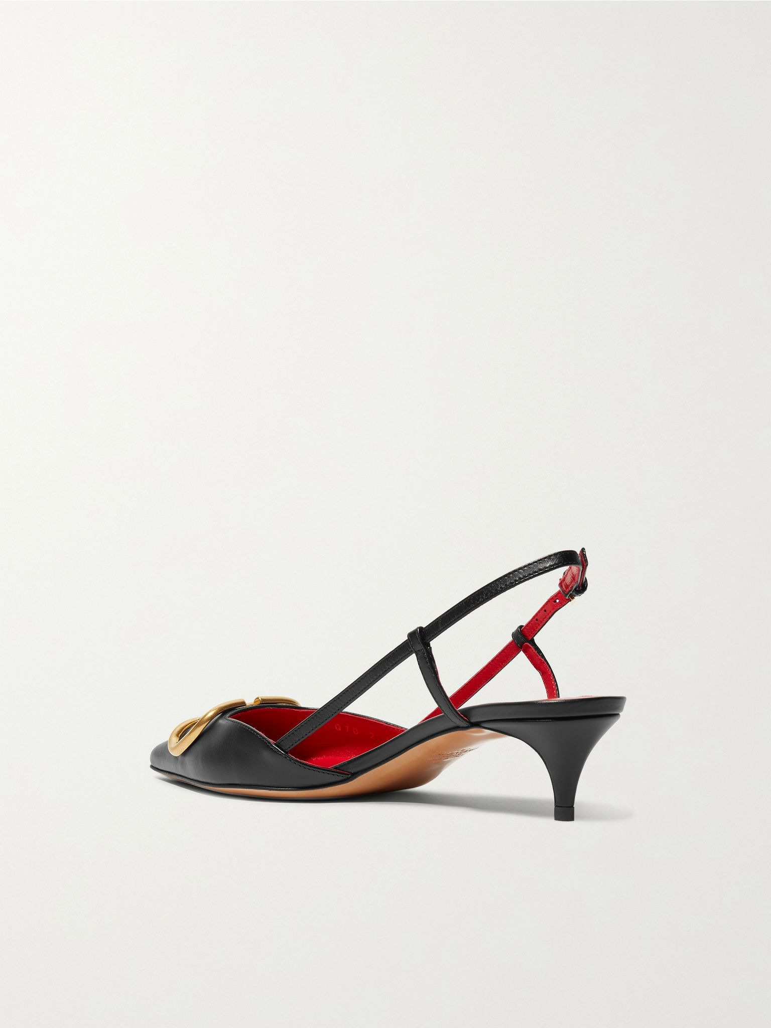 Valentino Garavani Go Logo 40 embellished leather slingback pumps Black - 3