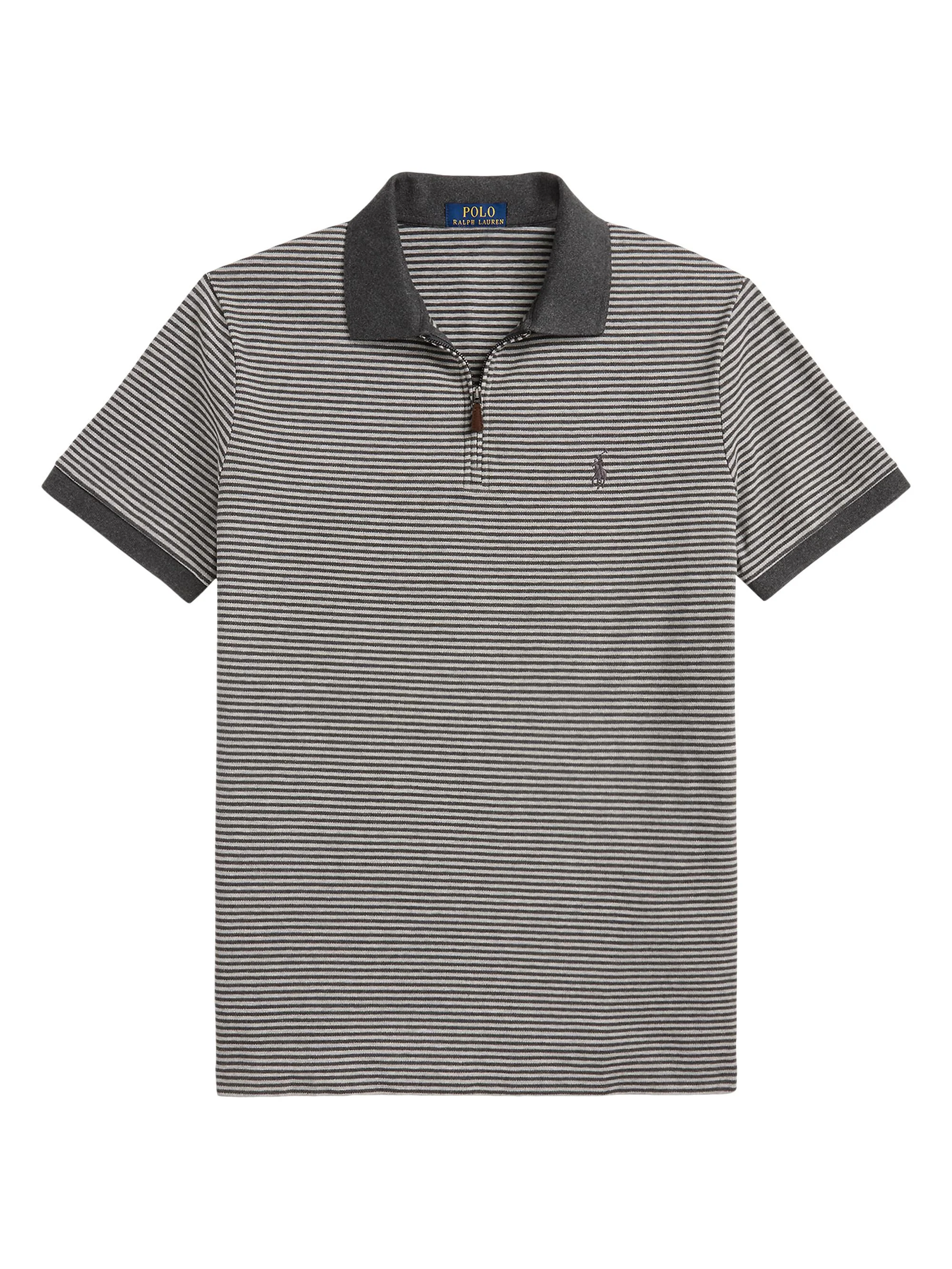 Men's Striped Stretch Mesh Polo Shirt - Heather Grey - 1