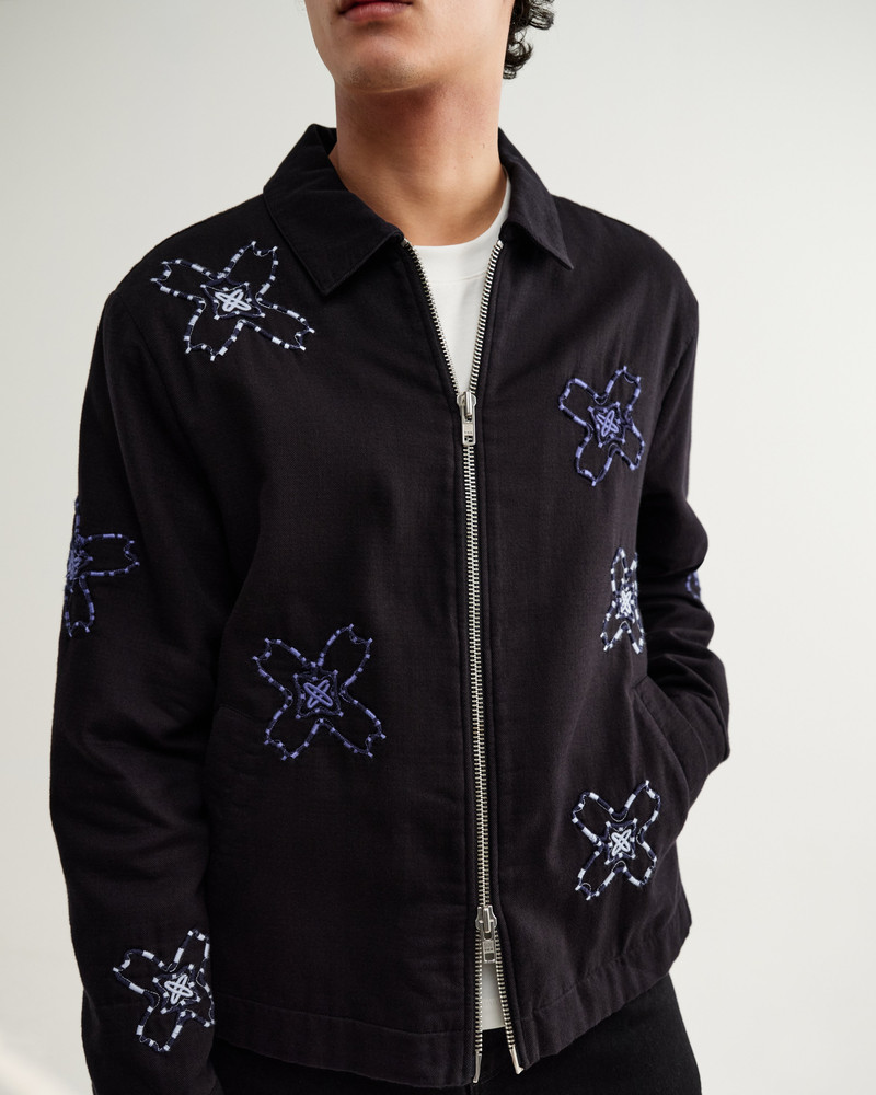 Eldon - Black Floral Embroidered Cotton Twill Jacket 5