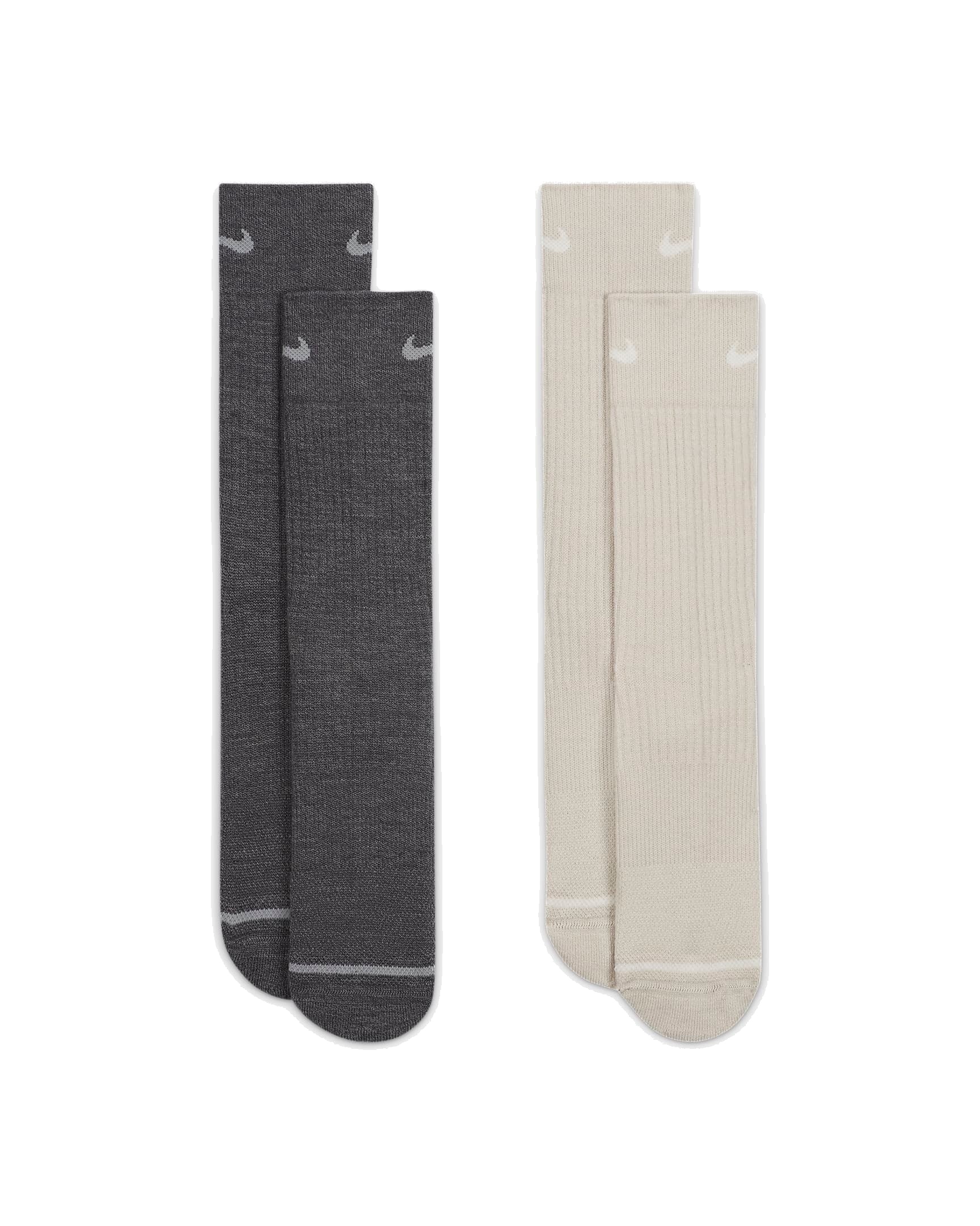 Nike Everyday Wool Cushioned Crew Socks (2 Pairs) 'Grey Beige' DQ6394-902 - 2