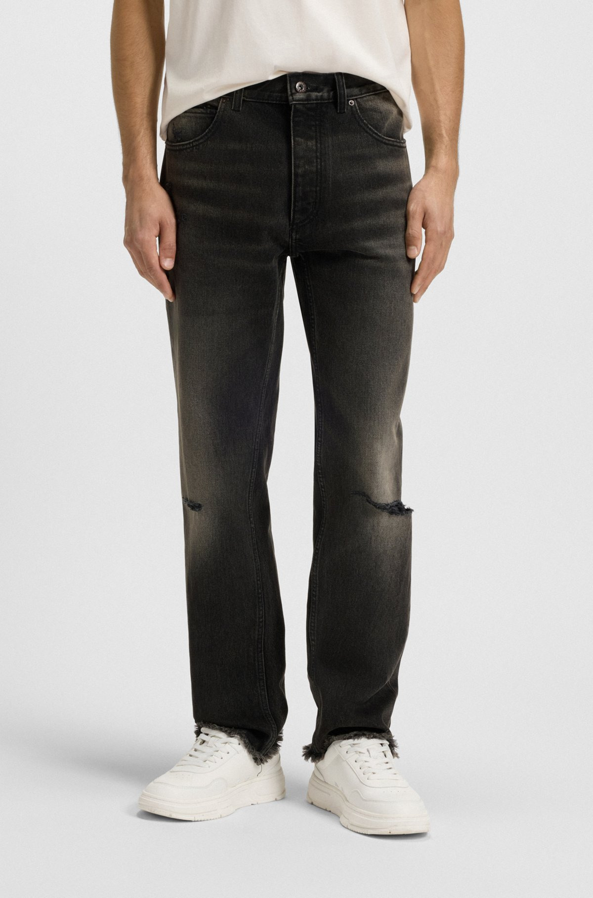 REGULAR-FIT JEANS IN DISTRESSED CANDIANI DENIM - 2