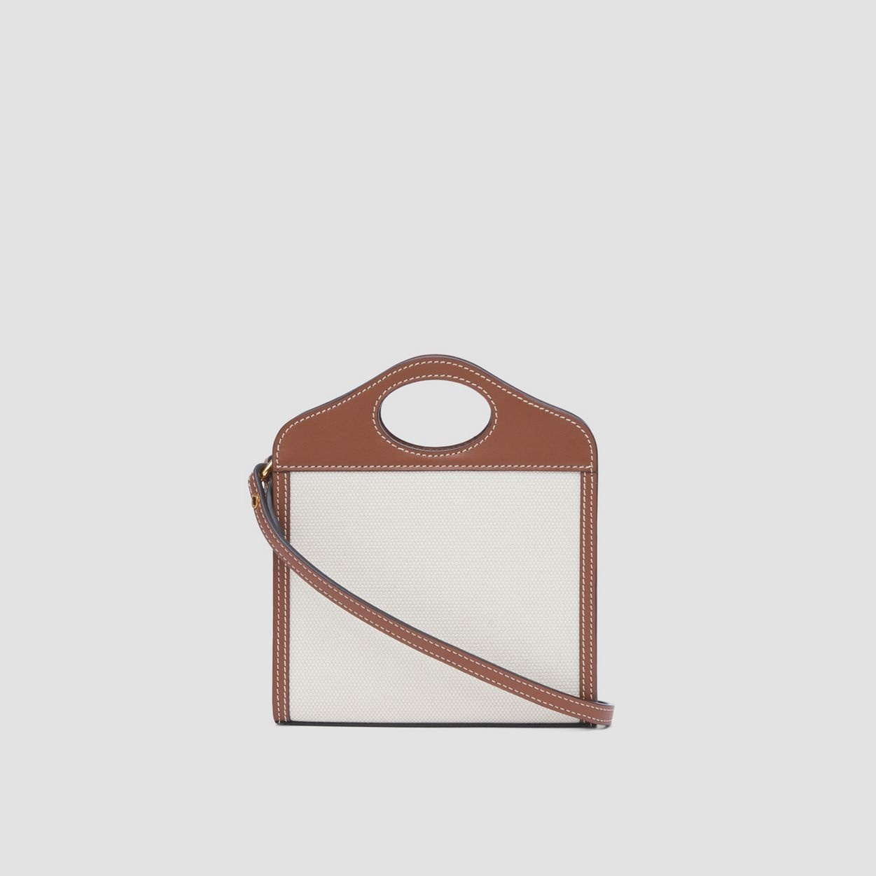 Micro Two-tone Canvas and Leather Pocket Bag - 8