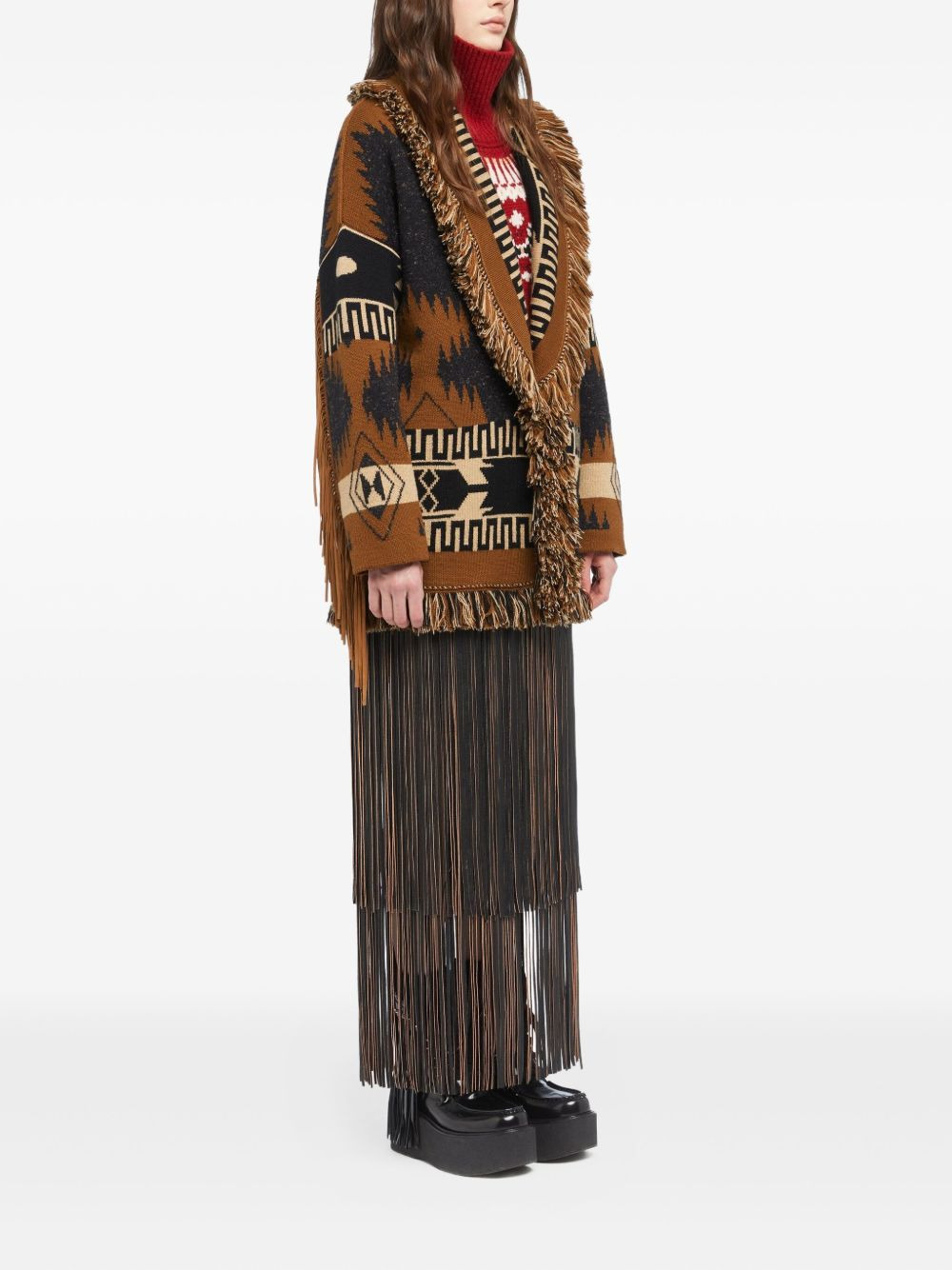 Dreamscape fringe-detailed patterned cardigan - 3