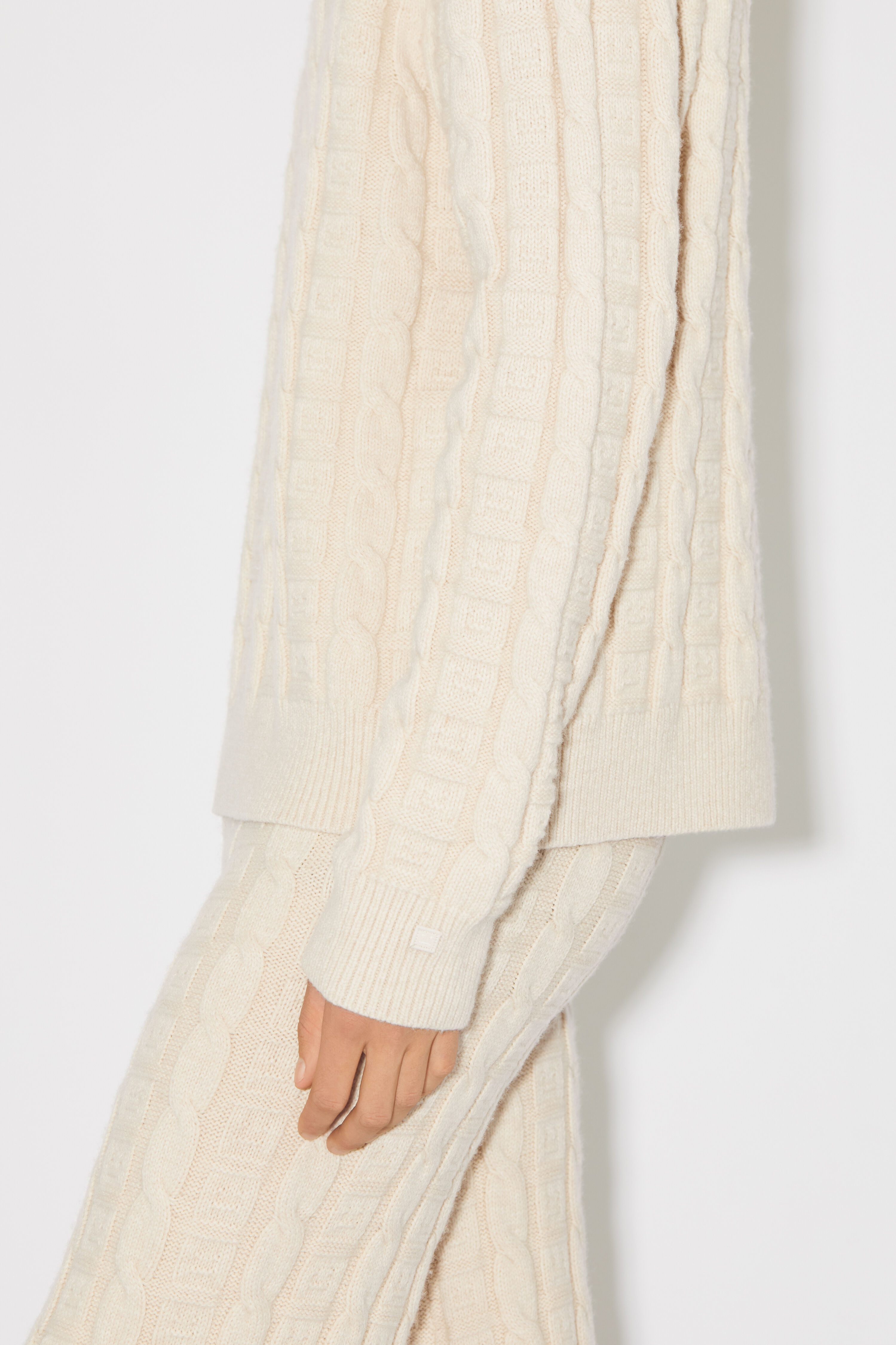 Cable wool jumper - Oatmeal melange - 4