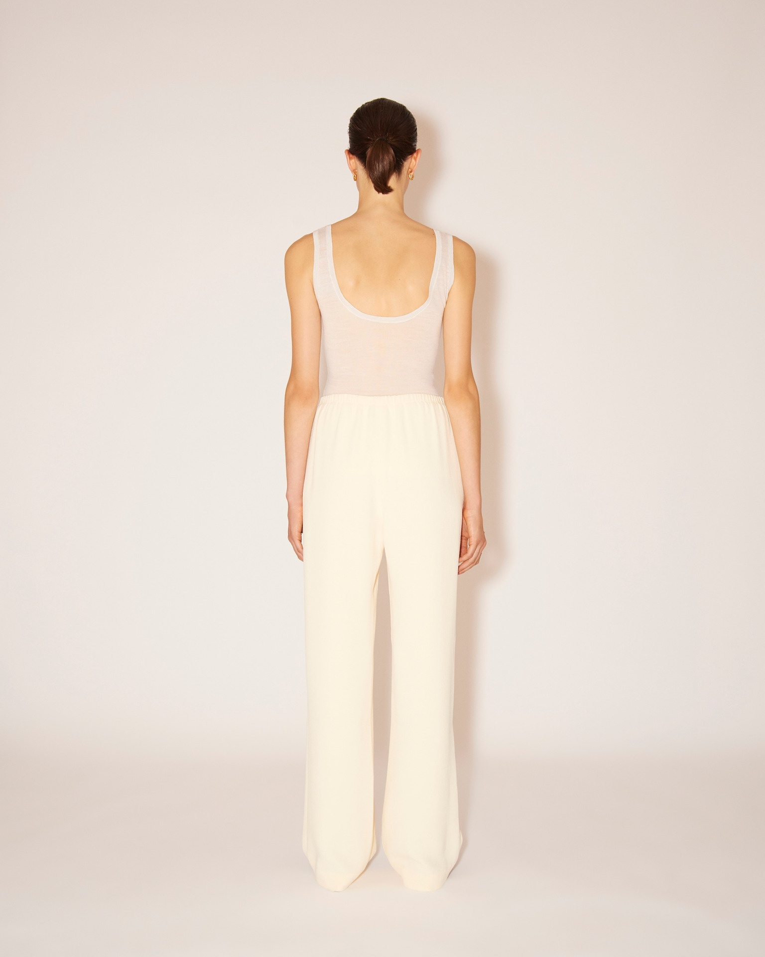 YARELI - Boucle-crepe pants - Vanilla - 4