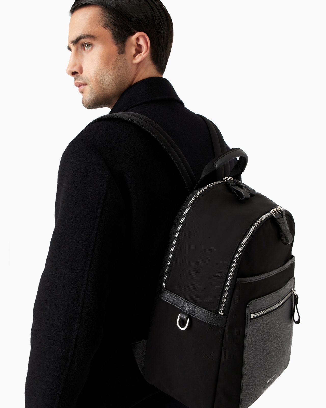 RECYCLED-NYLON AND PEBBLED-LEATHER BACKPACK - 6