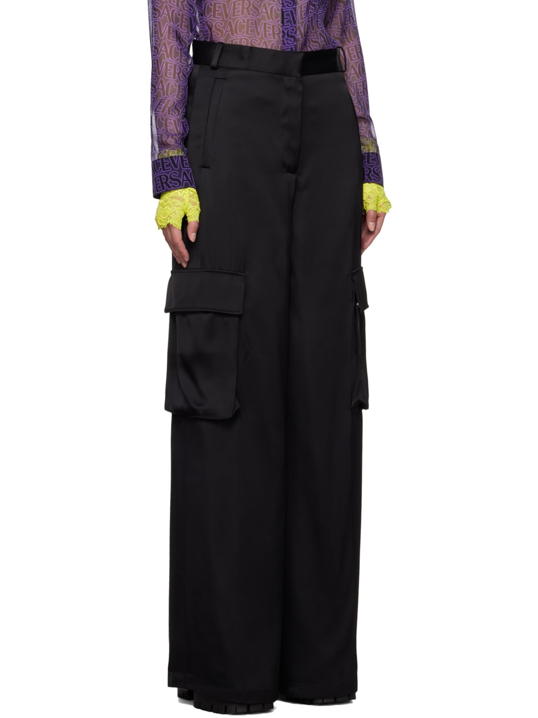 Black Cargo Pocket Trousers - 2
