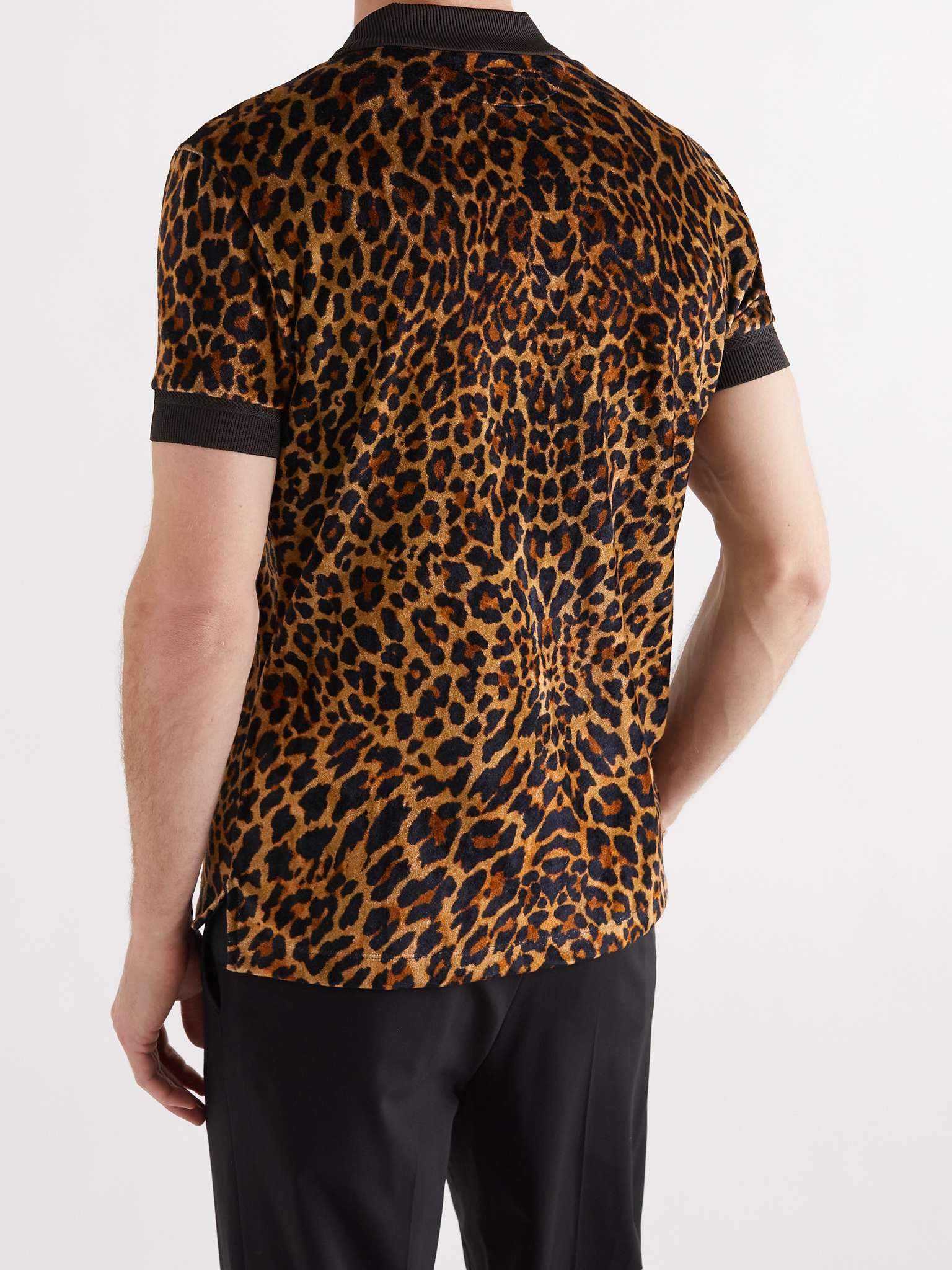 Leopard-Print Velour Polo Shirt - 4