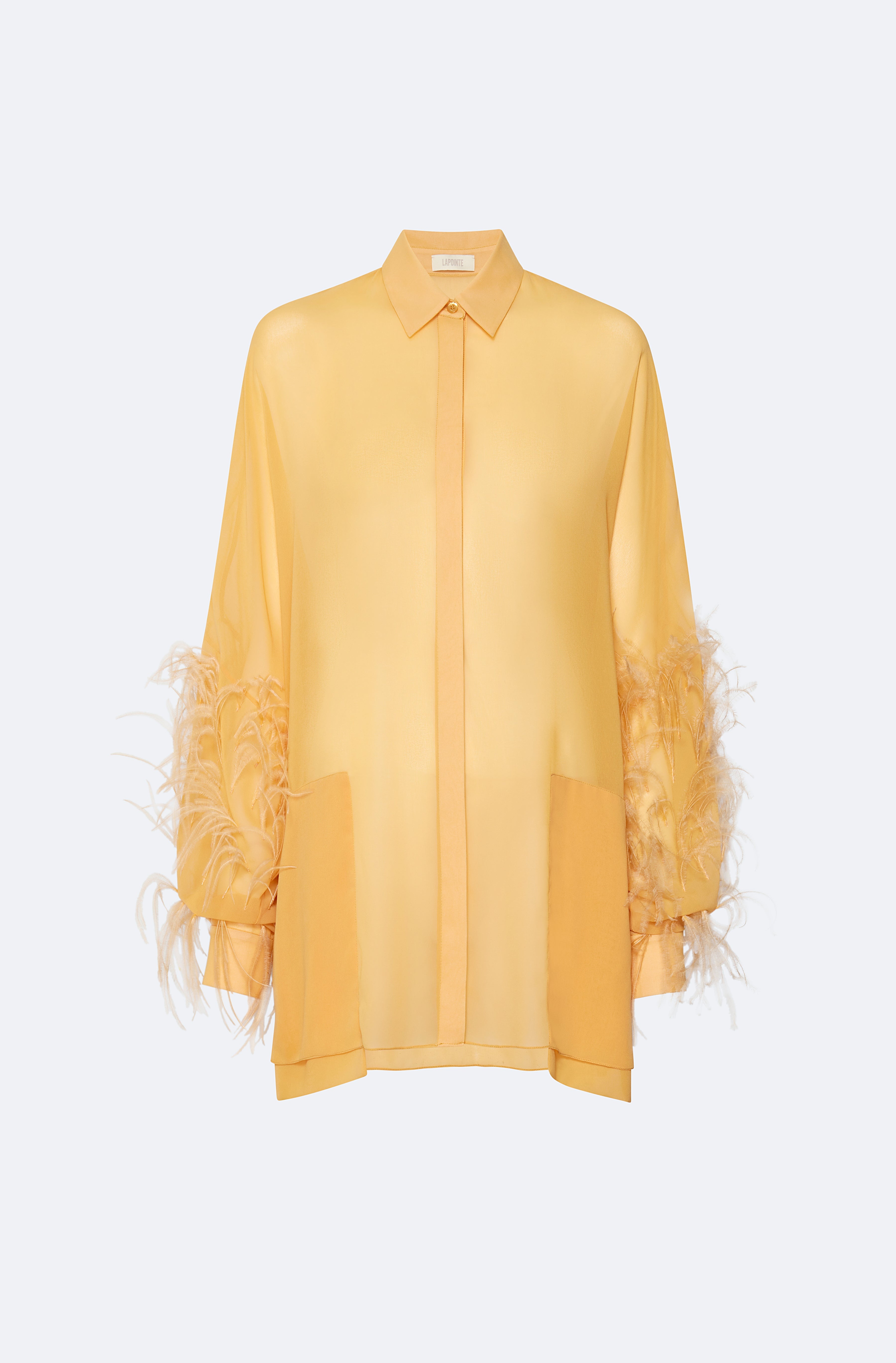 Georgette Oversized Shirt With Feathers - 1