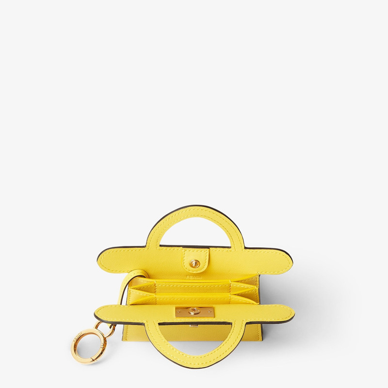 Fendi Way Card Case Broom yellow leather card holder 3