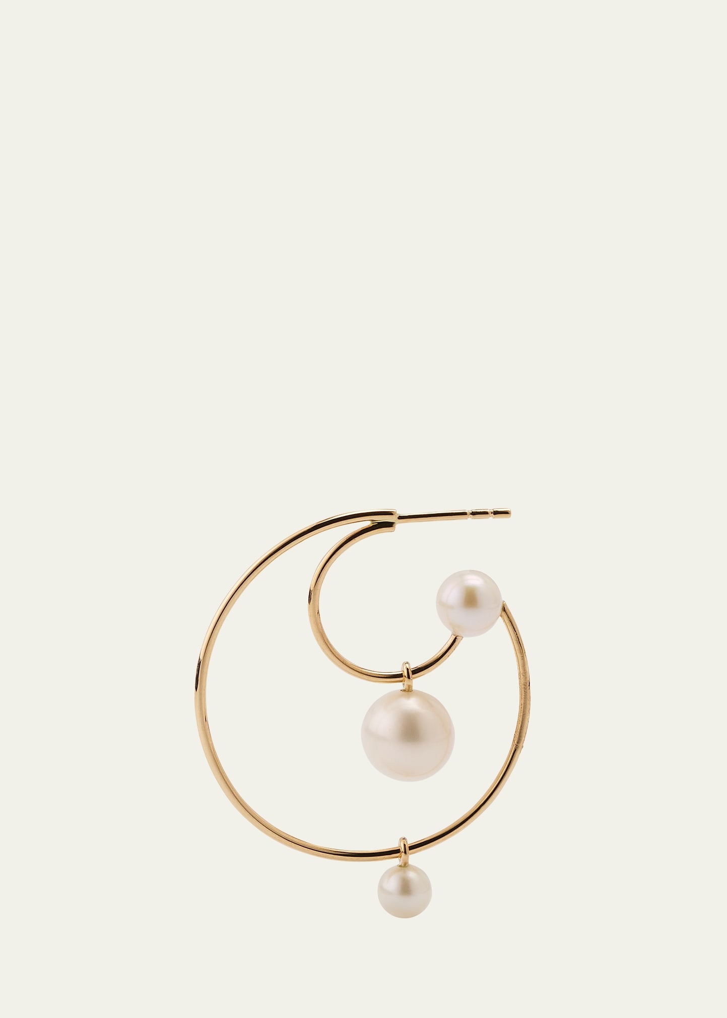 Bain Perle Double Hoop Earring with Freshwater Pearls and 14K Yellow Gold, Single - 3
