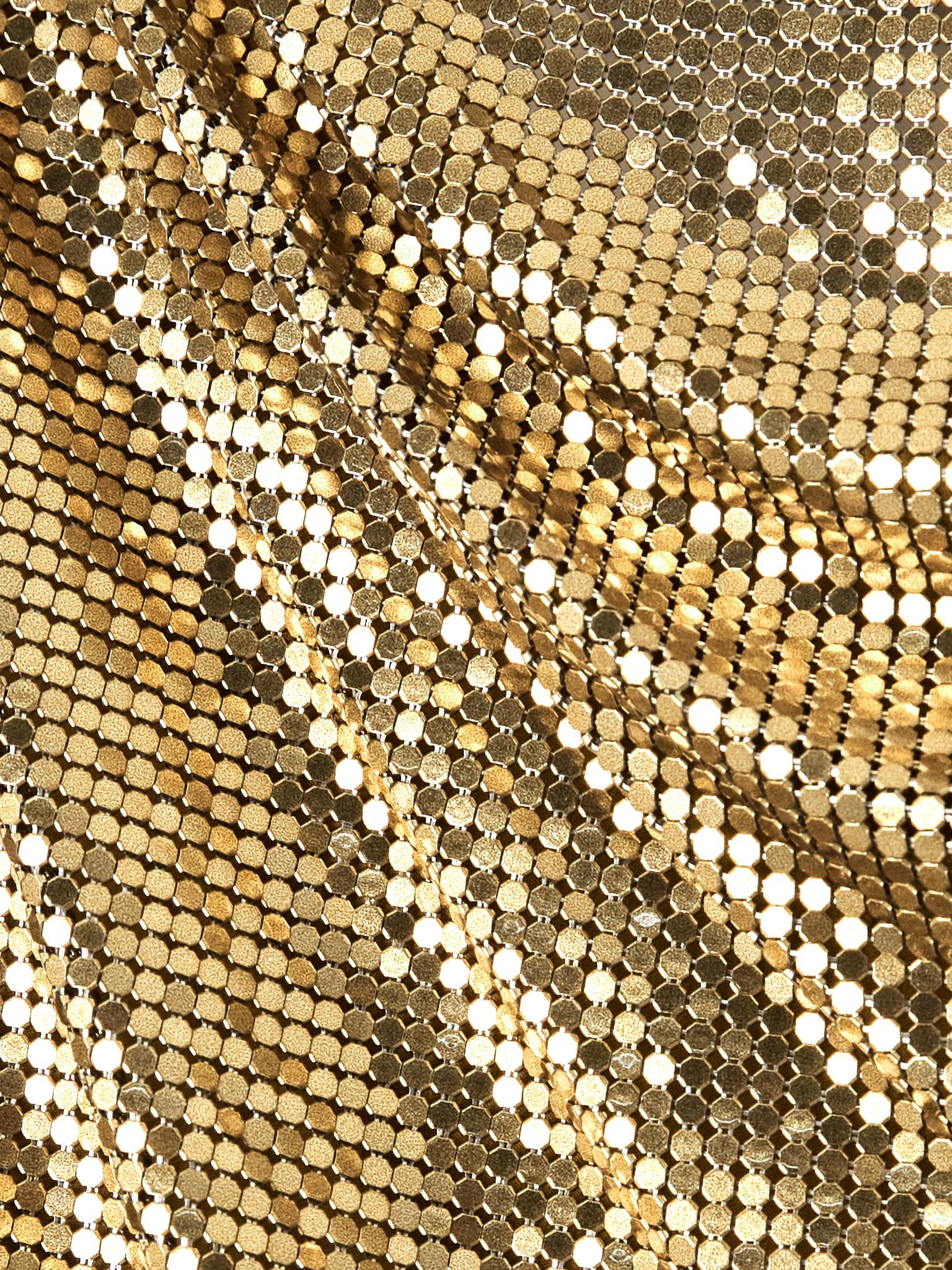 Embellished draped chainmail mini dress Gold - 4