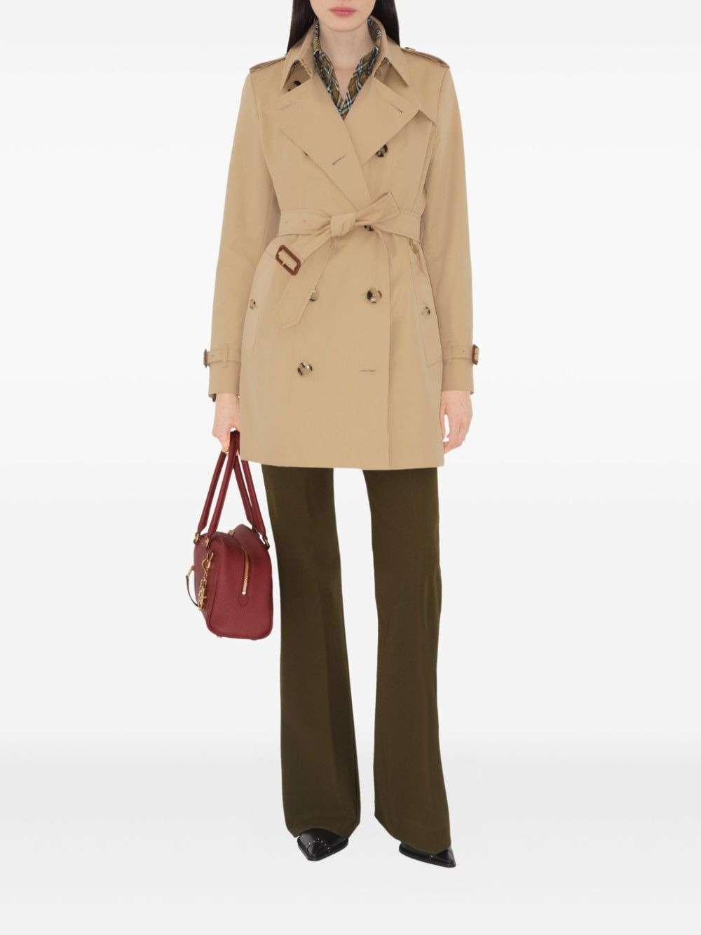 belted double-breasted trench coat - 2