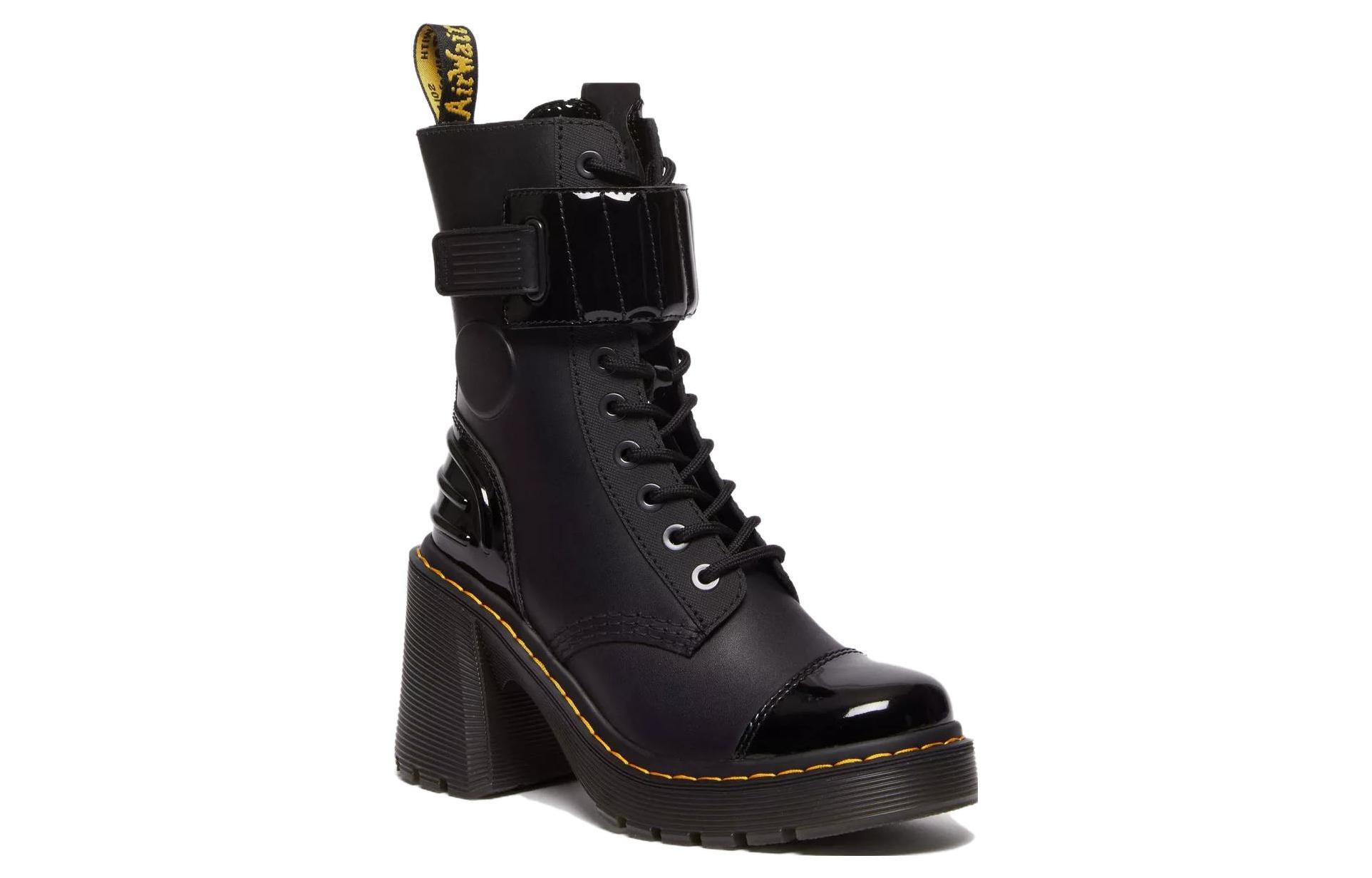 (WMNS) Dr. Martens Gaya 10-Eye Alternative Leather Heeled Boots 'Black' 31006001 - 3