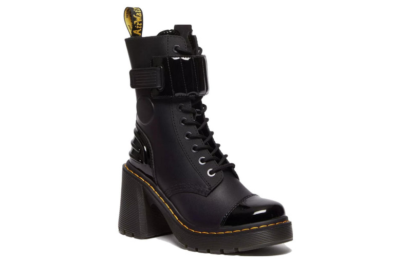 (WMNS) Dr. Martens Gaya 10-Eye Alternative Leather Heeled Boots 'Black' 31006001 3