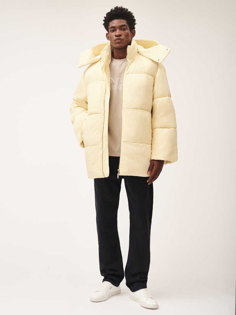 PANGAIA Mens Flower-Warmth Recycled Nylon Long Puffer - Rind Yellow outlook