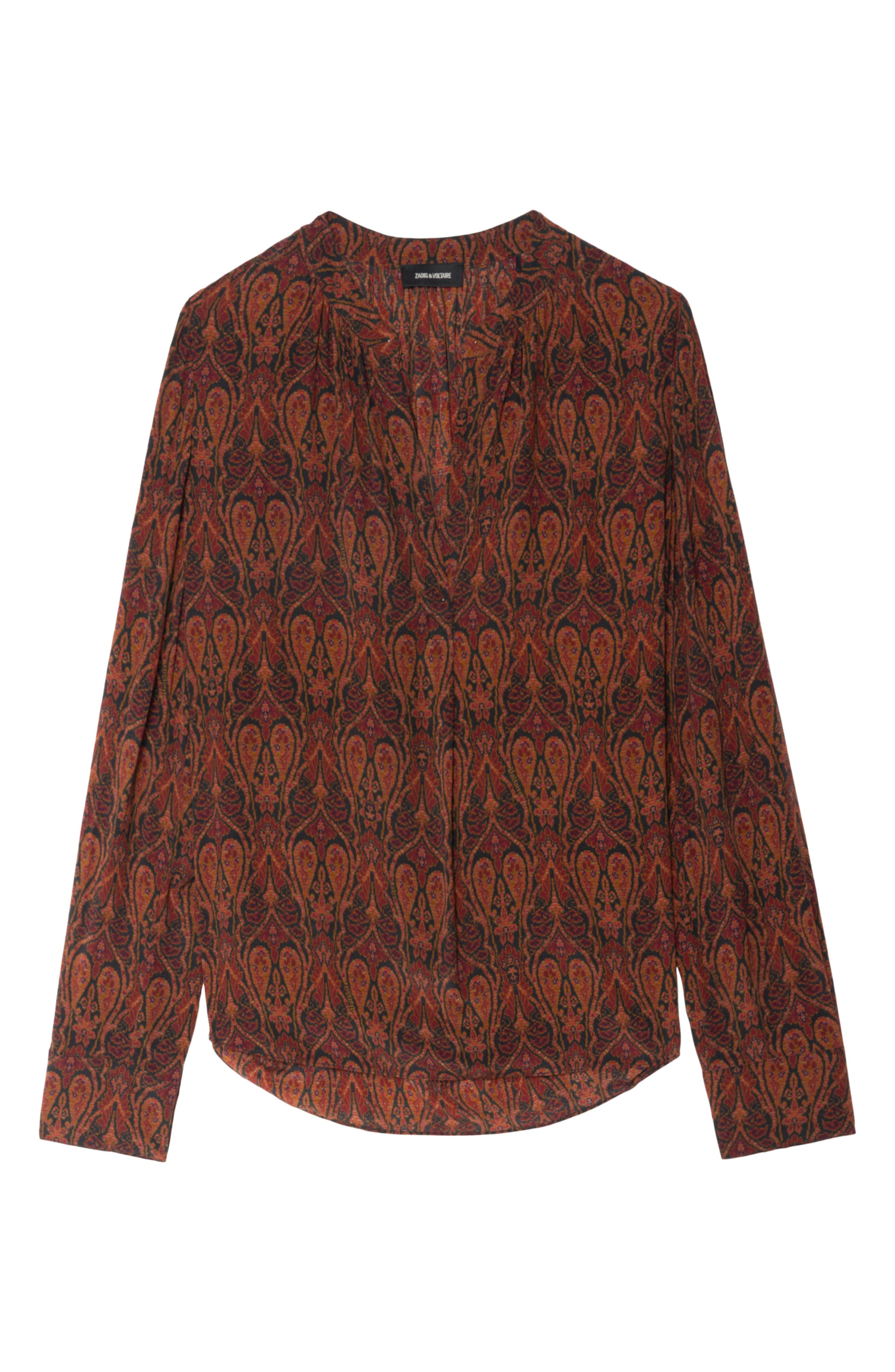 Zadig & Voltaire Tinko Paisley Print Long Sleeve Shirt in Brown/Black at Nordstrom - 5
