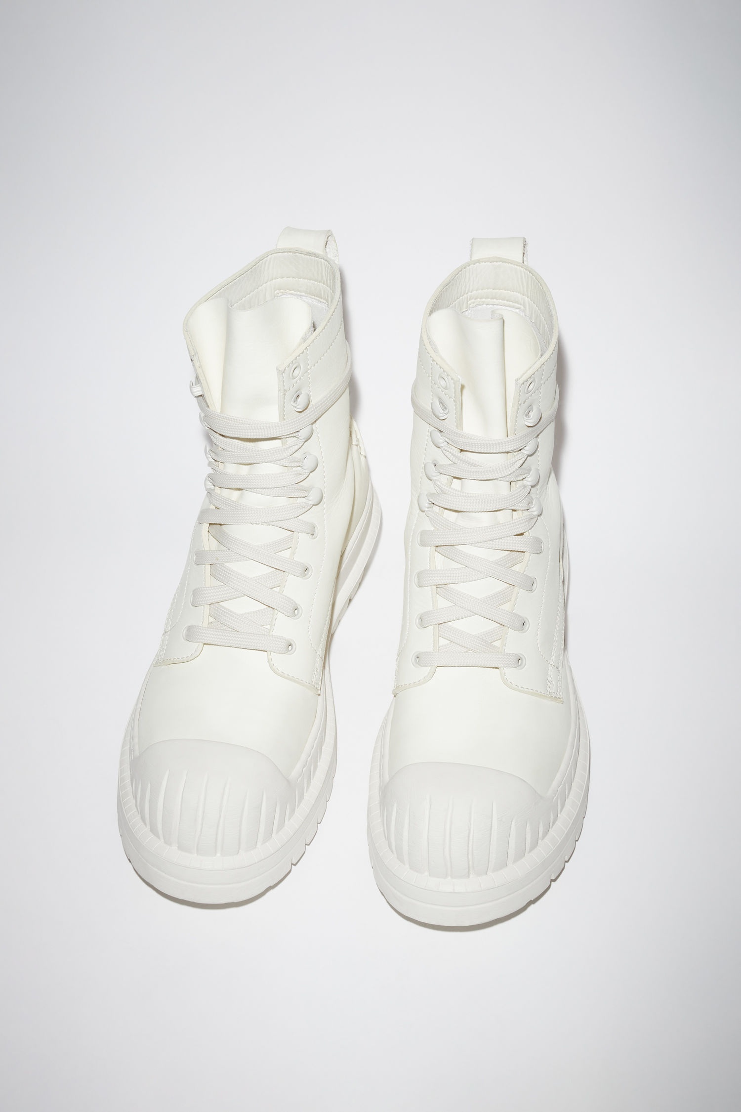 Lug sole ankle boots - Pale yellow/white - 2
