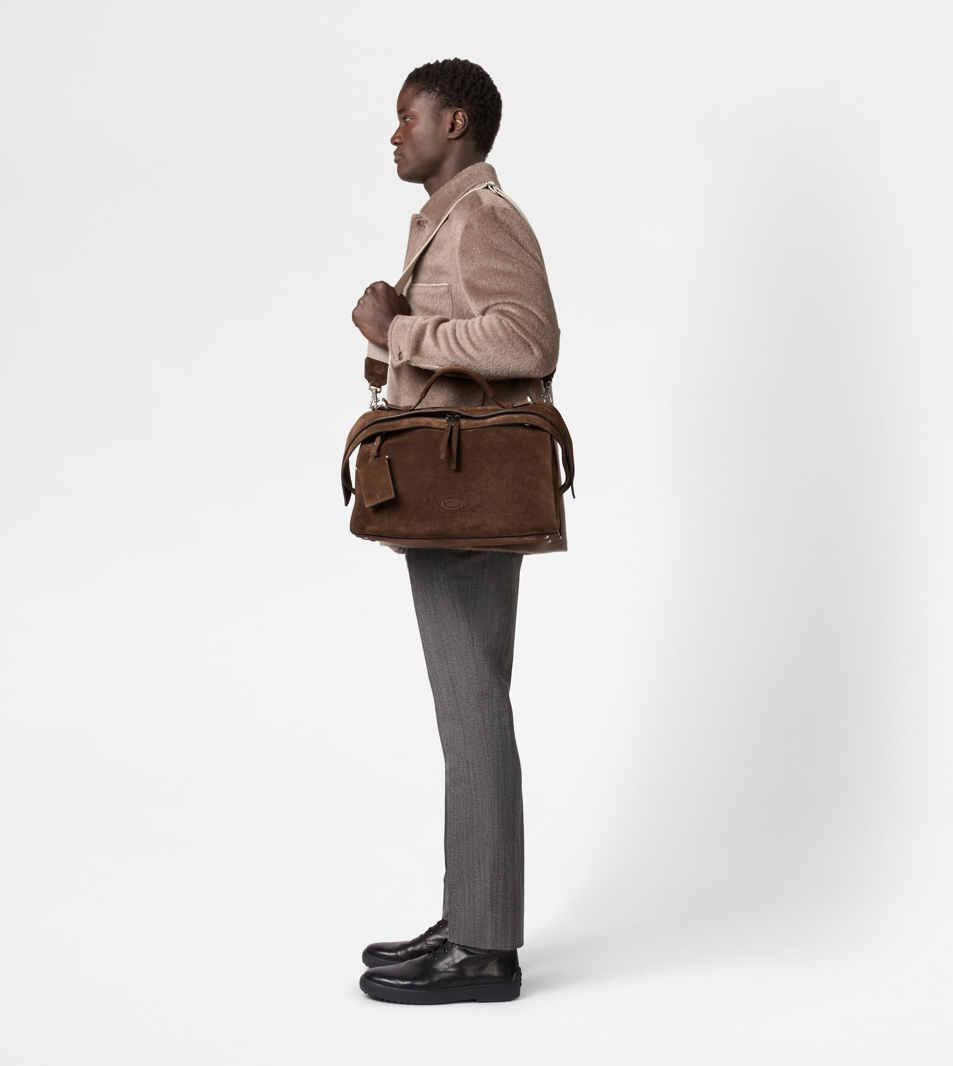 TOD'S WAVE BAG IN SUEDE LARGE - BROWN - 10