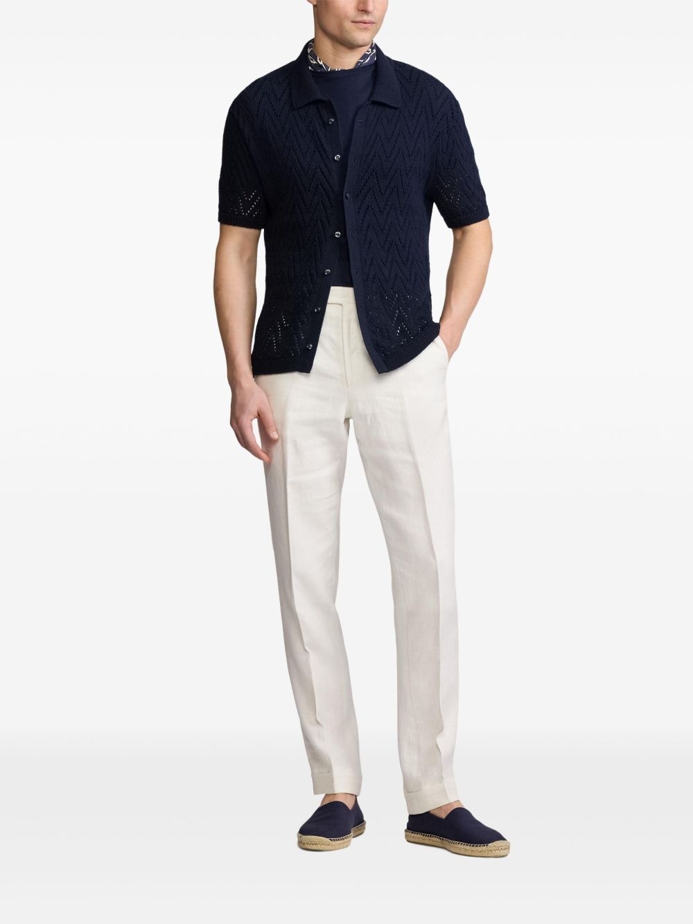 zigzag-knitted short-sleeve shirt - 2