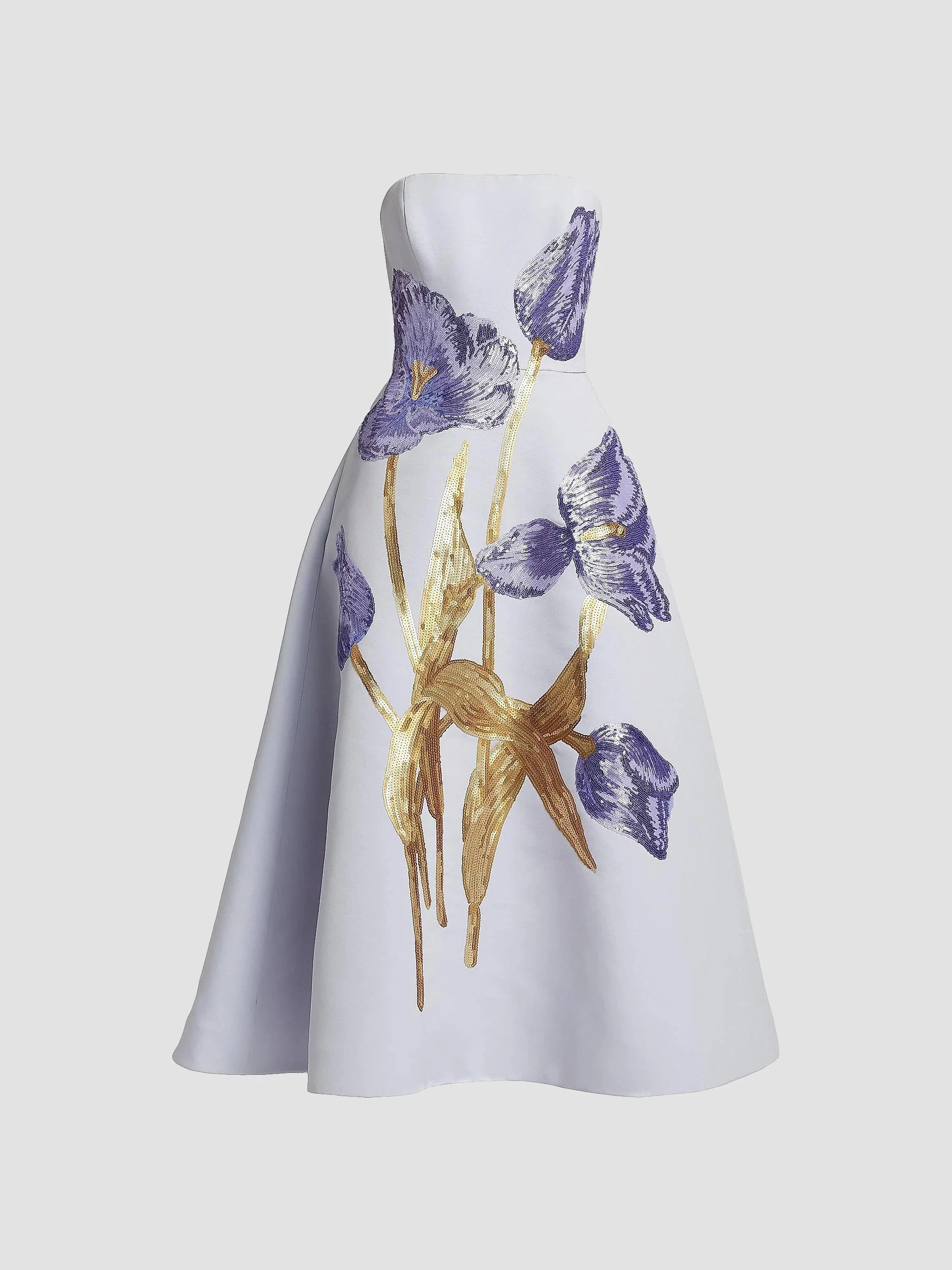 Women's Sequin Floral Strapless Cocktail Dress - Lilac - 1