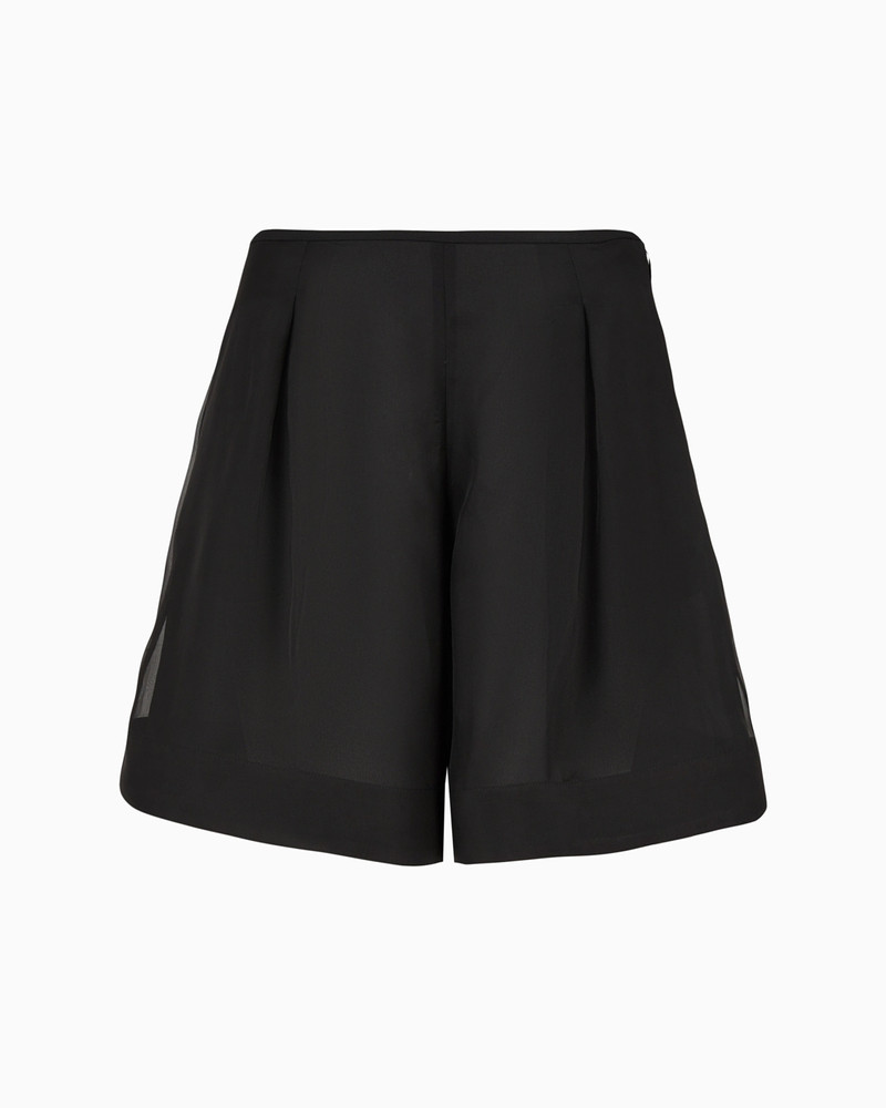 Moon Capsule collection silk organza shorts with godet pleats 1